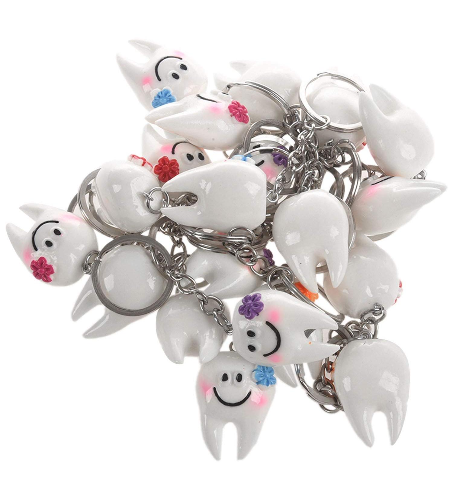 Doumneou 20pcs Tooth Shape Keychain - Cute Dentist Gift for Dental Lovers | International Shipping Available - Buy Online on GoSupps.com