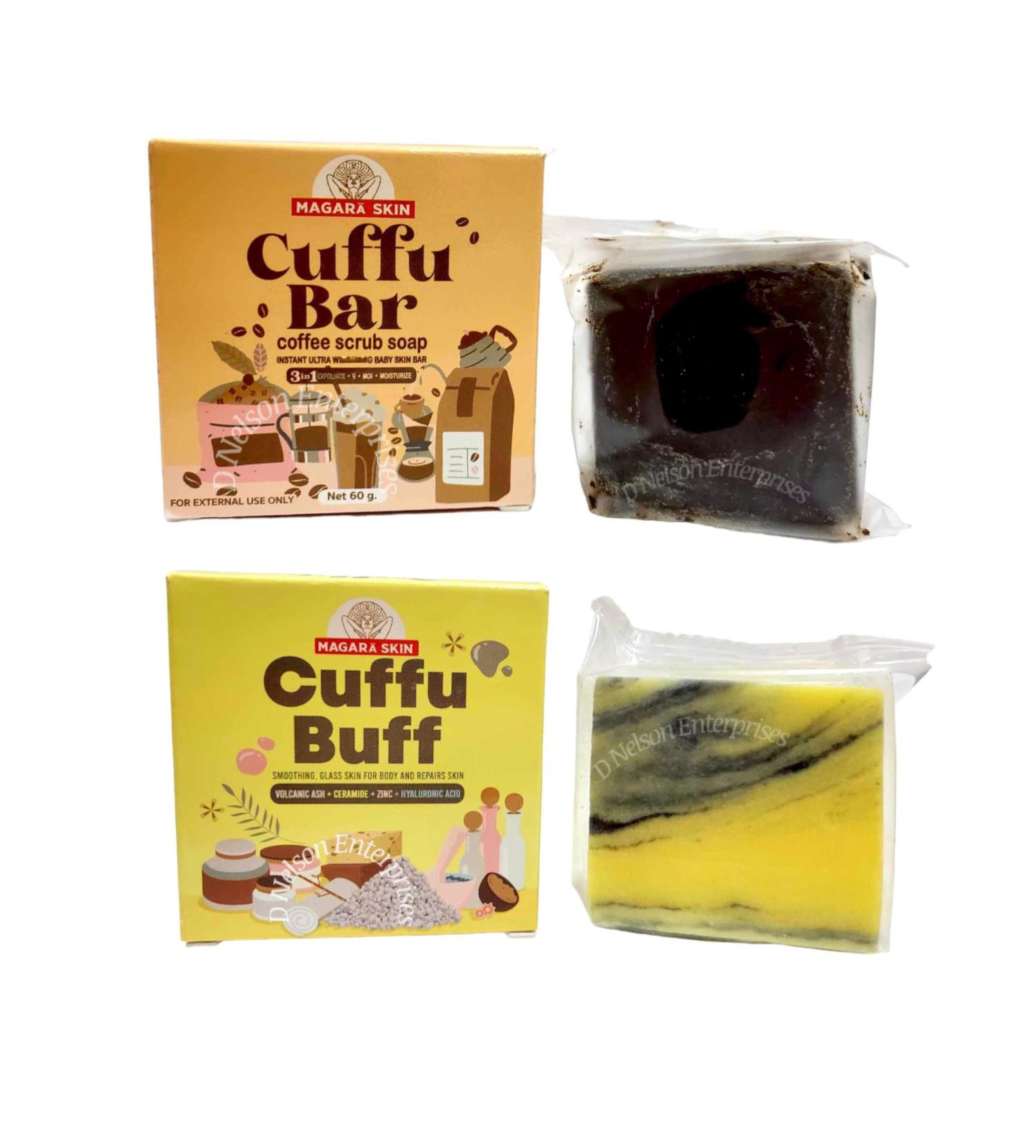 Magara Skin Cuffu Bar & Cuffu Buff Coffee Scrub Soap - Natural Exfoliating Cleanser for All Skin Types | Shop Internationally - Buy Online on GoSupps.com