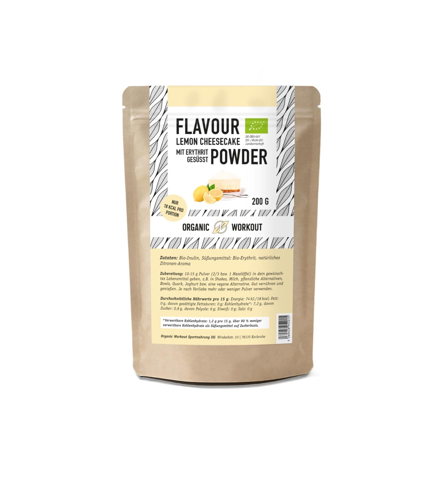 Organic Lemon Cheesecake Flavour Powder - Delicious Taste and Sweetness - No Artificial Sweeteners - Versatile for Food & Drinks - Flavour Powder - Organic Workout (Pack of 1) Lemon Cheesecake 200.00 g (Pack of 1) - Buy Online on GoSupps.com