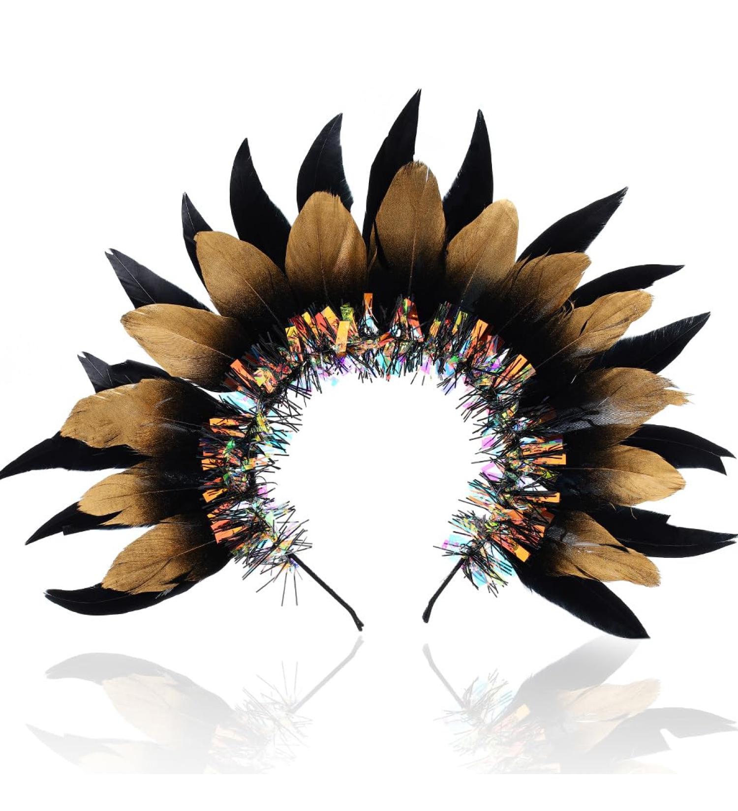 Flayem Sequin Feather Headband Carnival Fascinator Hair Band Photography Props Hair Accessories for Party Cosplay Festival - Buy Online on GoSupps.com