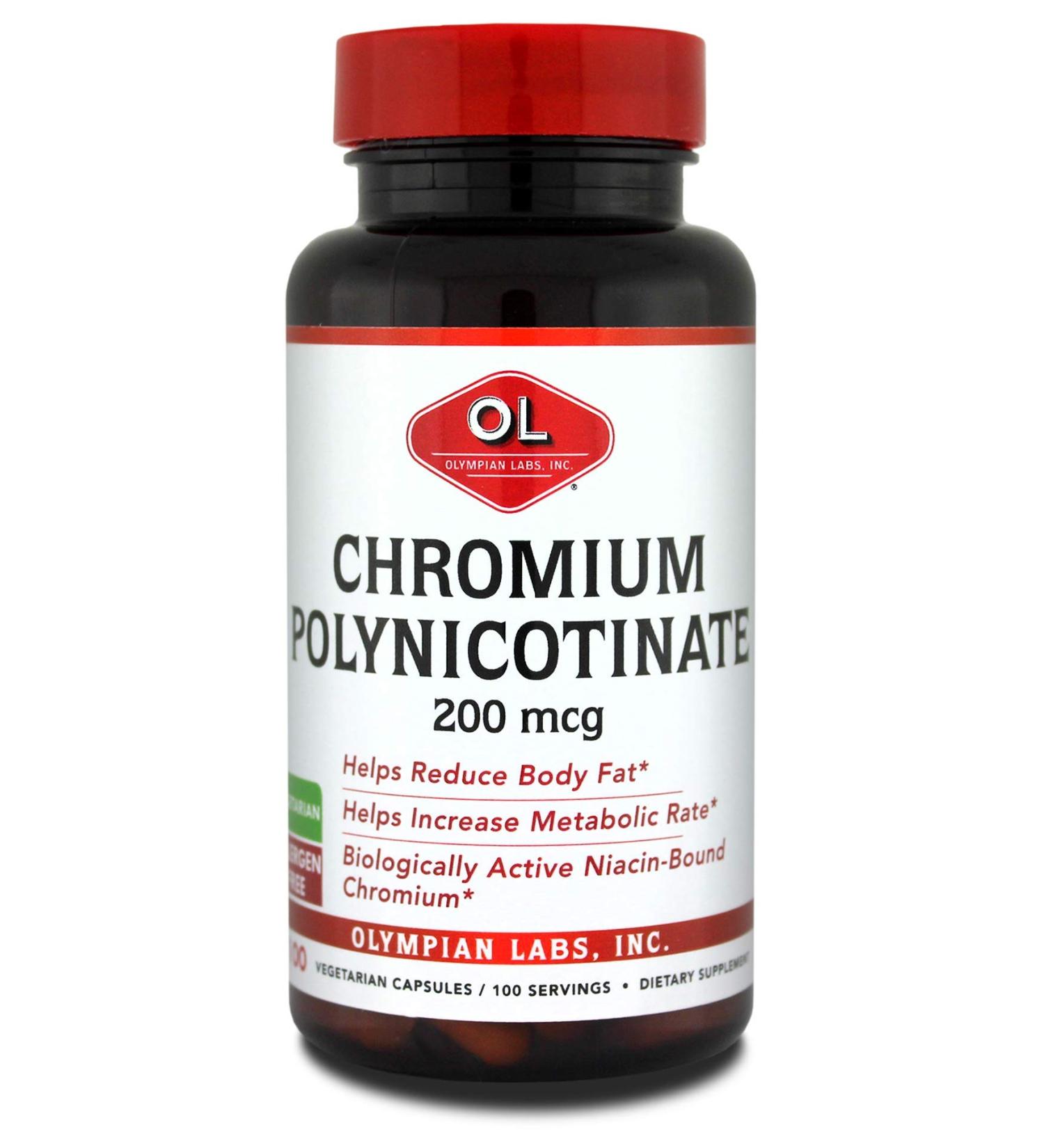 Olympian Labs Chromium Polynicotinate 200mcg - 100 Capsules for Metabolism Support - Buy Online on GoSupps.com