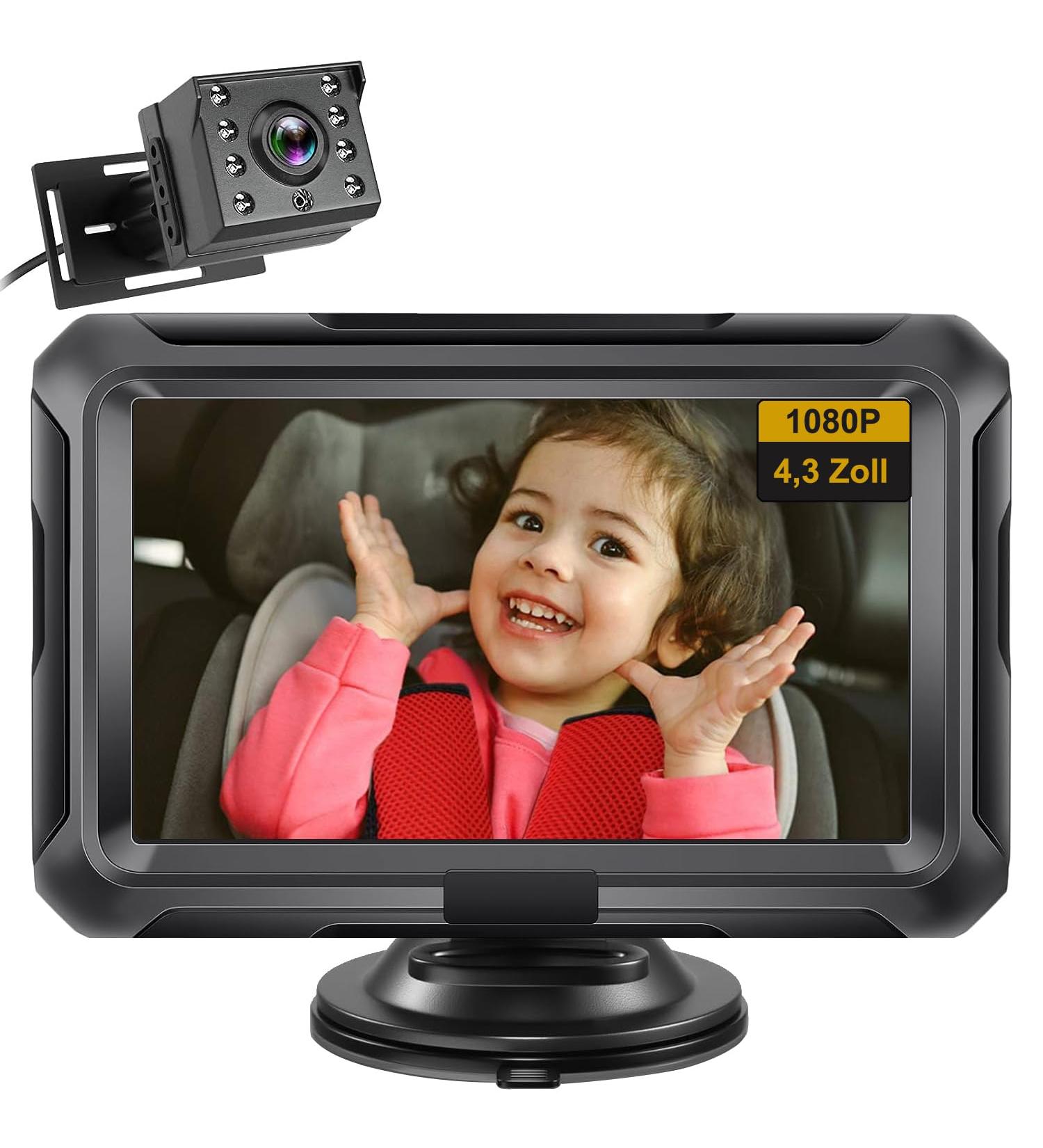 Toutbia 4.3 HD Baby Car Rear Seat Mirror Monitor - 1080p Night Vision 150 Wide-Angle Safe Rearview Camera for Infants - Buy Online on GoSupps.com