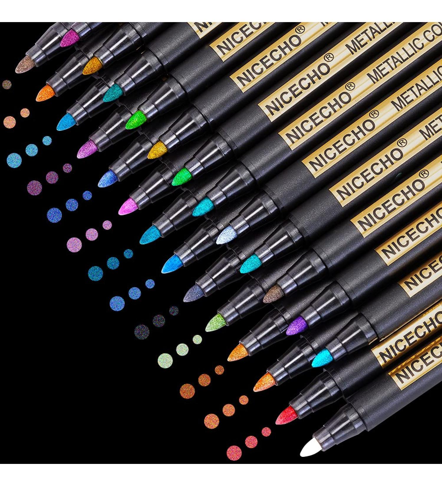 26 Colors Medium Tip Metallic Paint Pens - Ideal for Easter Egg Art, Rock Painting, Card Making, Scrapbook Crafts, DIY Photo Album on Black Paper - Buy Online on GoSupps.com