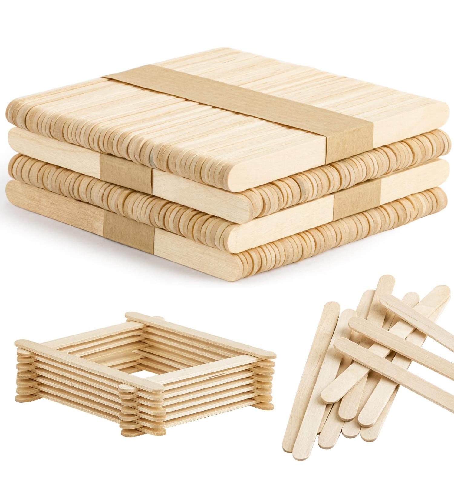 Sukh Popsicle Sticks for Crafts - 200 PCS 4.5 inch Wooden Craft Popsicle Sticks - Premium Multi-Purpose Wood for Crafting, Waxing, and DIY Projects - Buy Online on GoSupps.com