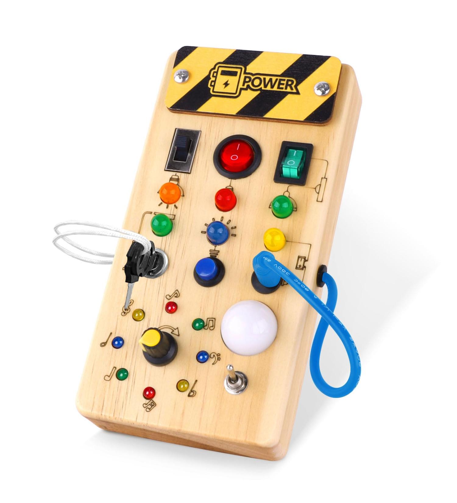 Hoarosall Montessori Busy Board with LED Light - Engaging Wooden Activity Toy for Babies & Kids (1-4 Years) - Ideal Motor Skills & Sensory Development - Buy Online on GoSupps.com