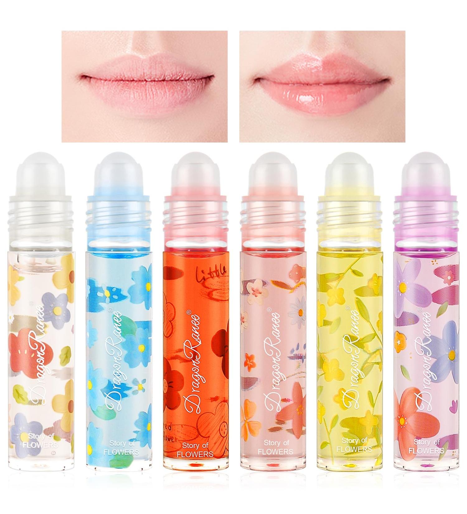 AOOWU 6 Pcs Floral-Flavored Hydrating Lip Oil Set for Long Lasting Lip Glow - Moisturizing Lip Care Balm with Plumping Effect for Women - Buy Online on GoSupps.com