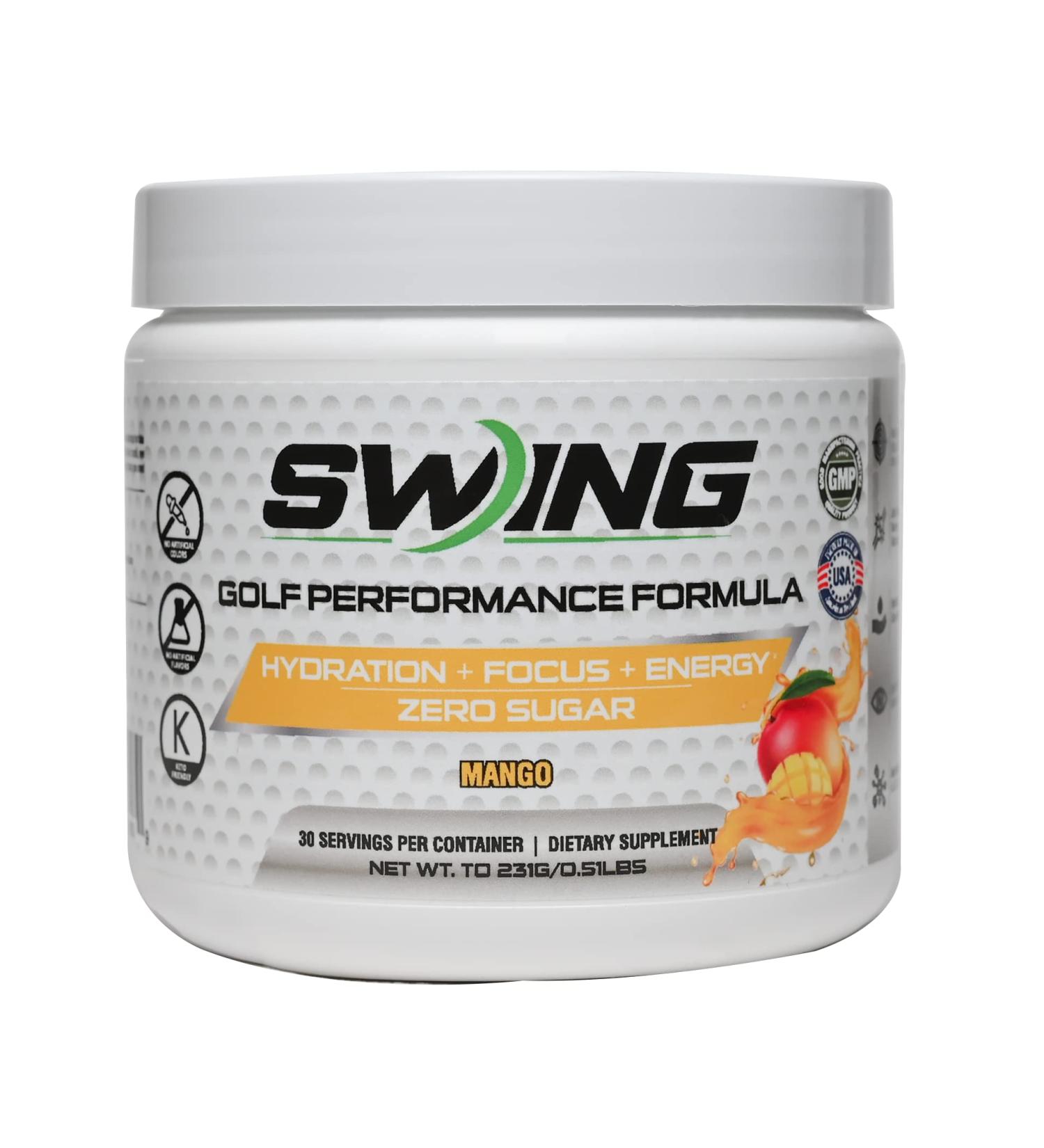 Swing Energy Performance Drink - 180mg Natural Caffeine | Pre-Workout Mango Flavor | Vitamins Minerals Hydration Joint Health & Energy Boost - Buy Online on GoSupps.com
