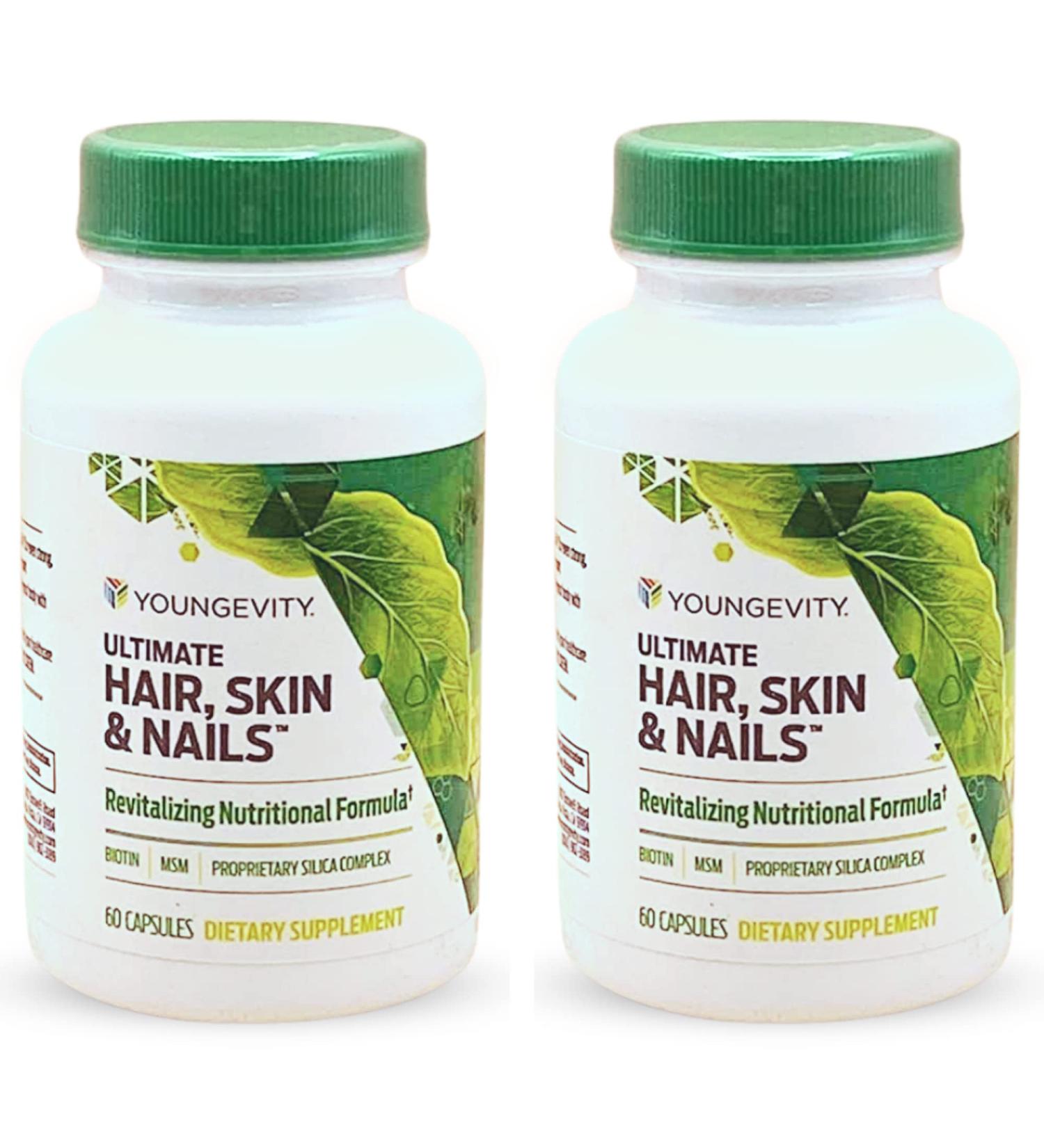Youngevity Ultimate Hair Skin & Nails - 2000 mcg Biotin + 9 Essential Vitamins & Minerals | Pack of 2 - Enhance Beauty & Health - Buy Online on GoSupps.com