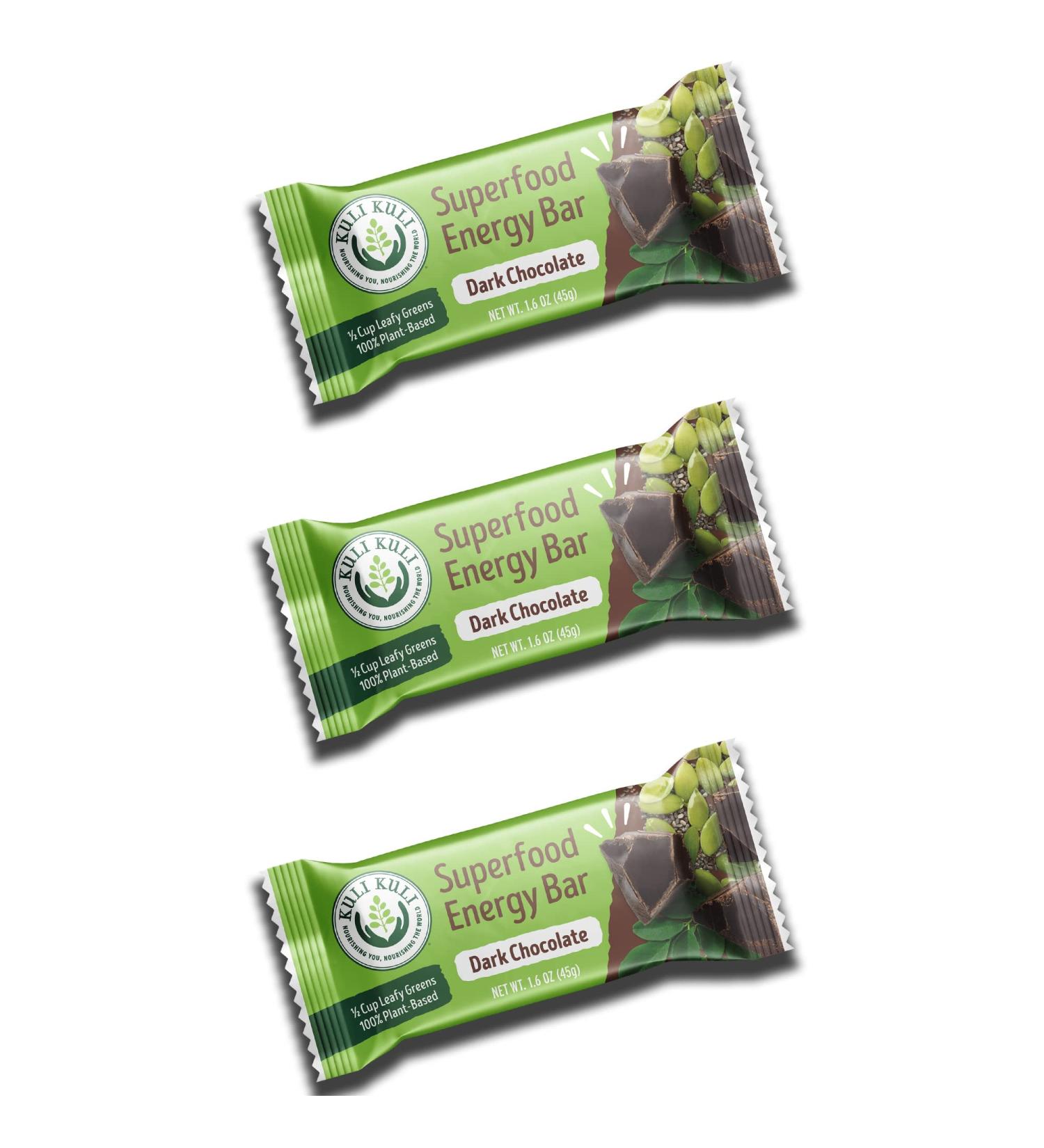 Kuli Kuli Moringa Energy Bars - Dark Chocolate, 12 Pack (1.6 oz each) | Nutrient-Packed Snacks - Buy Online on GoSupps.com