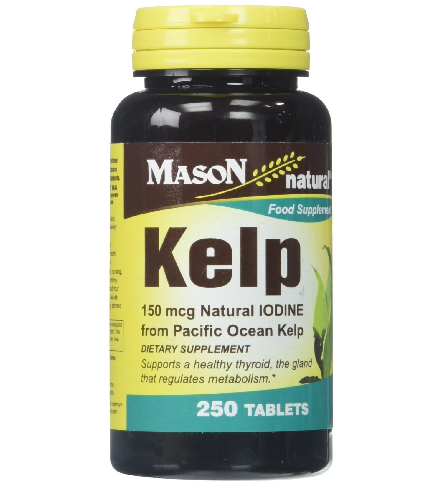 Mason Vitamins Kelp 150 mcg Tablets - 250 Count | Natural Source of Iodine for Thyroid Health - Buy Online on GoSupps.com