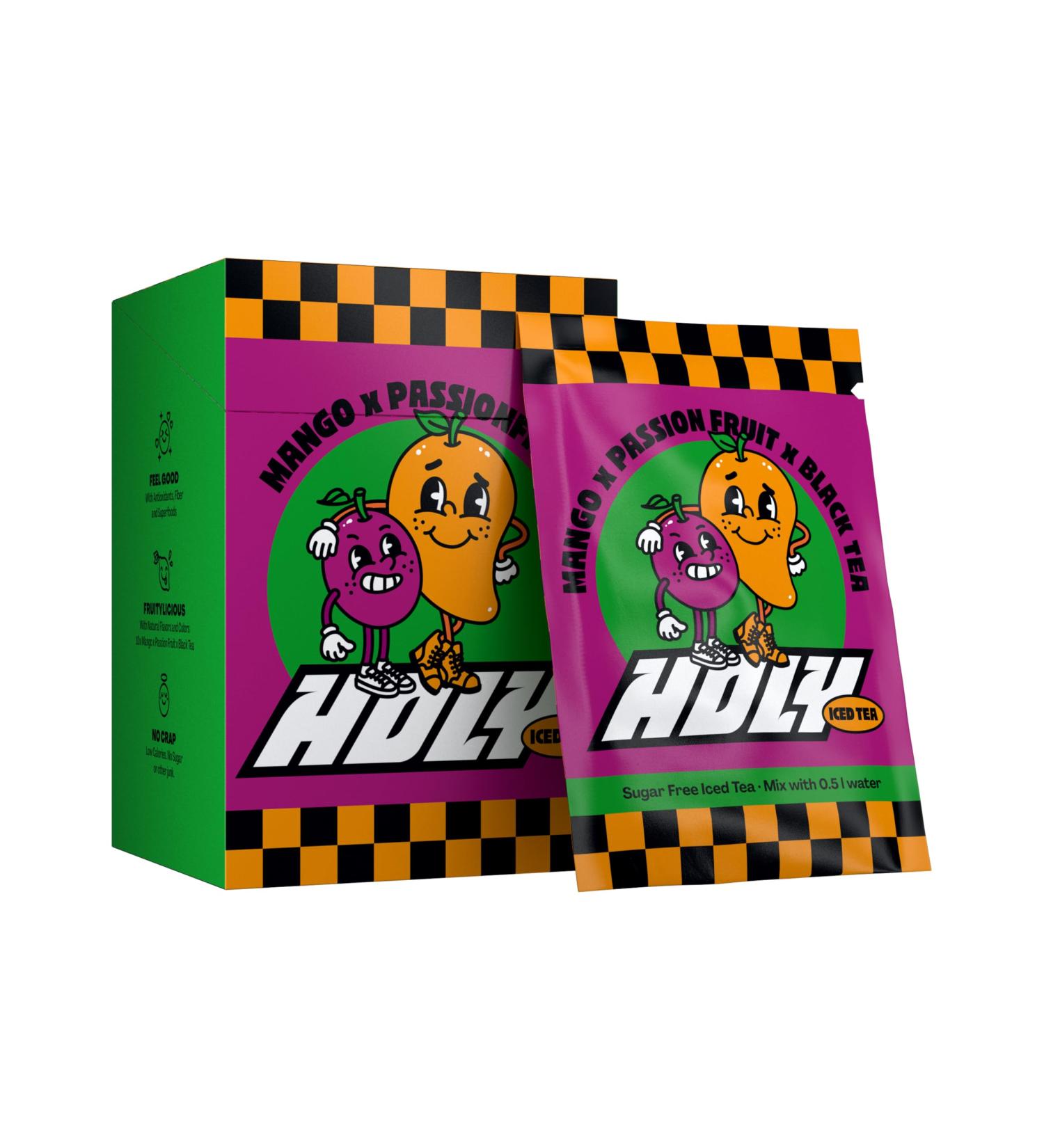 HOLY Iced Tea Lot de 10 bo tes de d gustation Mango x Fruit de la passion avec go t mangue x fruit de la passion | 10 portions d'antioxydants et de superaliments | Th glac sans sucre | Mango x Passionfruit - Buy Online on GoSupps.com
