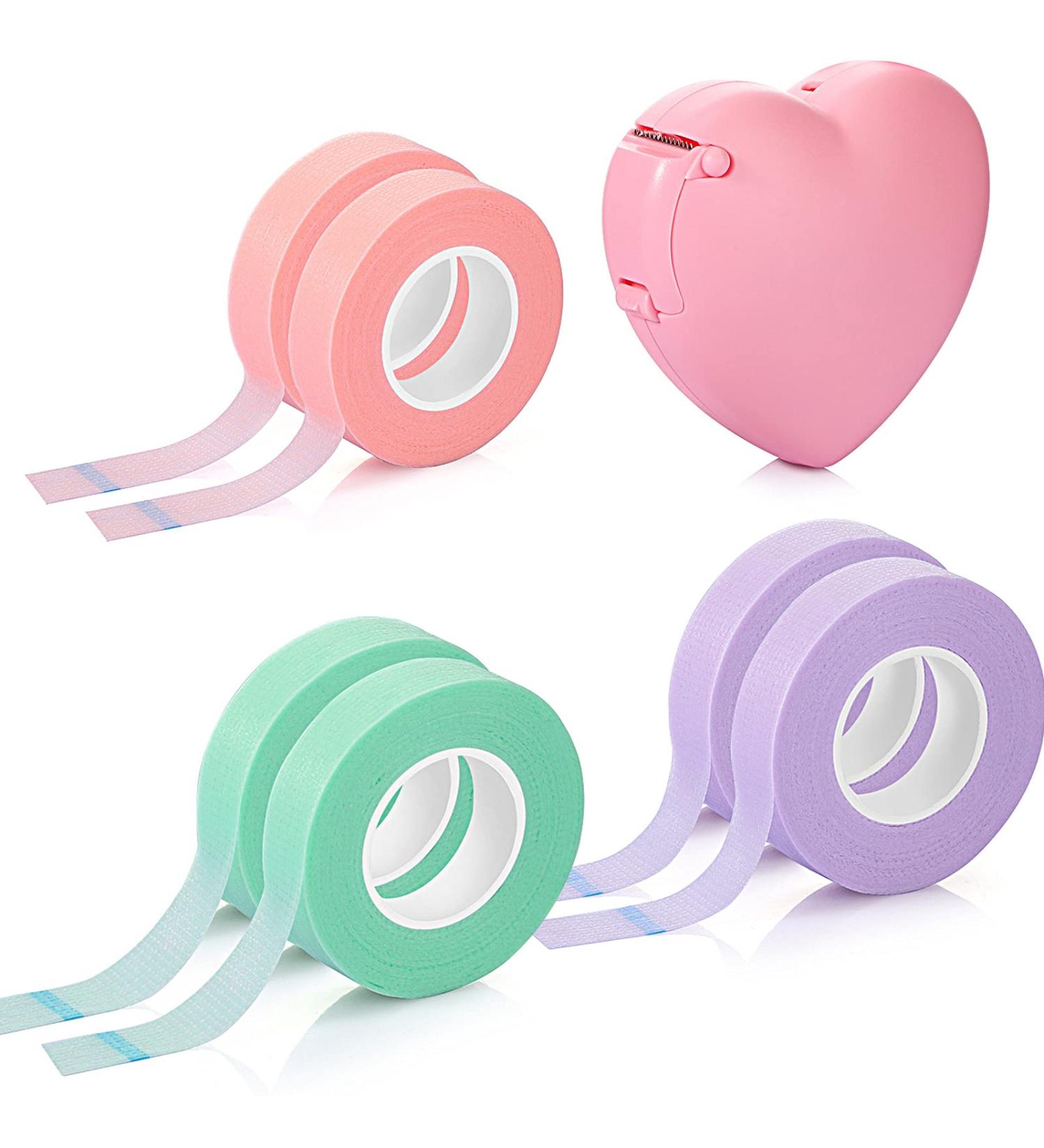 Breathable Eyelash Extension Tape Set with Heart-shaped Dispenser - 6 Rolls, Non-woven Fabric, 0.5 Inch Wide, 10 Yards Long Each - Buy Online on GoSupps.com