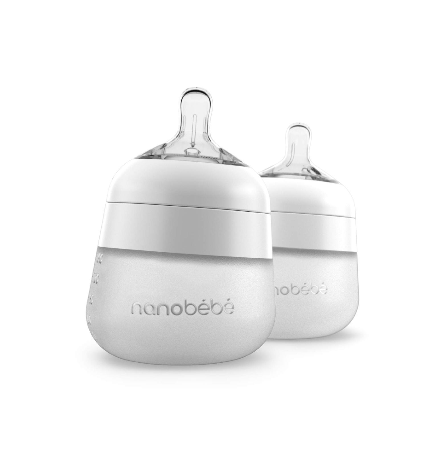 Nanob b Flexy Silicone Baby Bottle Anti-Colic Natural Feel Non-Collapsing Nipple Non-Tip Stable Base Easy to Clean 2-Pack White 5 oz White 5 Ounce 2-Pack - Buy Online on GoSupps.com