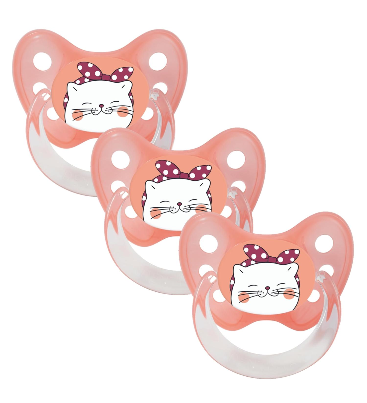 Dentistar Silikon Schnuller 3 Set - Size 1 (0-6 months) - BPA-Free Tooth & Jaw-Friendly Nipple - Made in Germany - Cat Orange - International Shipping Available - Buy Online on GoSupps.com