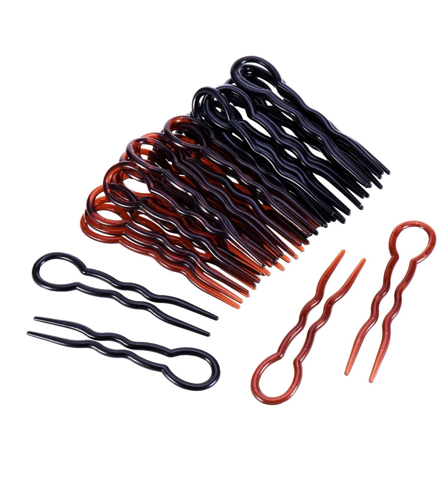 Canomo 36-Piece Plastic U-Shaped Hair Pins Set - Fast Spiral Hair Braid Twist Clips for Girls and Women, Black and Brown - Styling Grip Pins - Buy Online on GoSupps.com