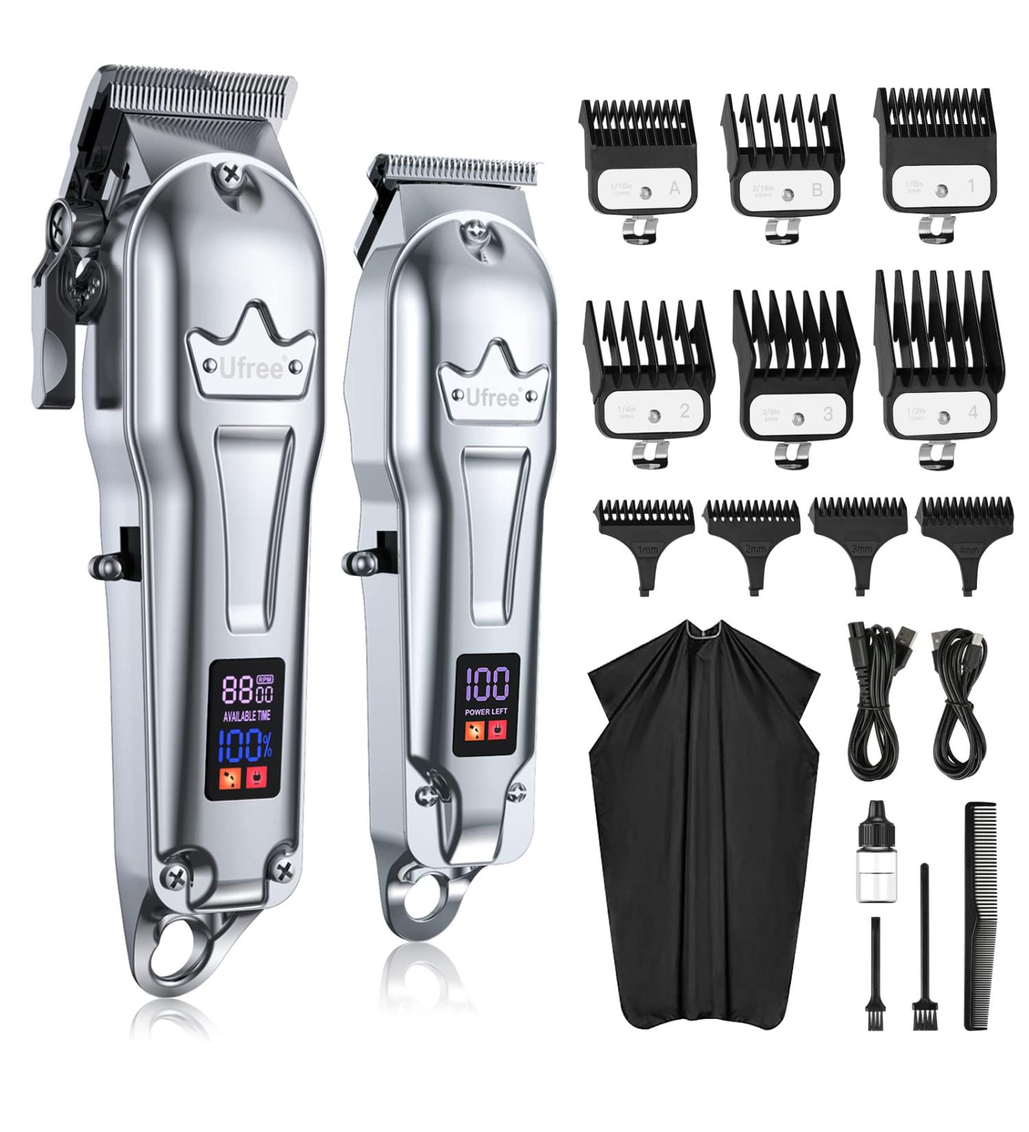 Ufree Professional T-Blade Hair Clippers Kit - Cordless Trimmer for Men Women Kids - Barber Grooming Household Set (Silver) - Buy Online on GoSupps.com