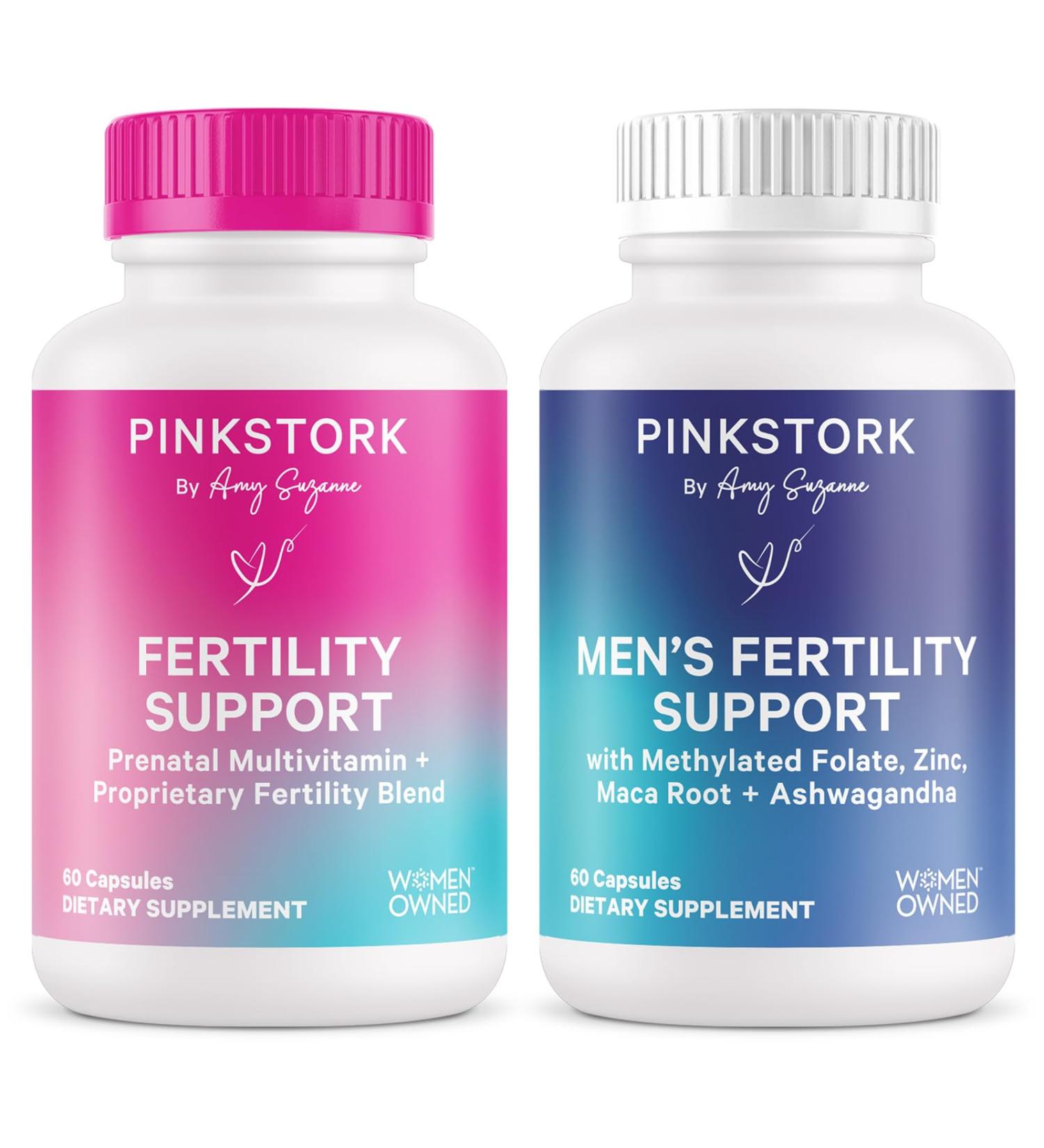 Pink Stork His and Hers Fertility Bundle: Fertility Supplements for Women Fertility Supplements for Men Fertility Prenatal Vitamin Vitex Inositol Folate Vitamin B6 60 Capsules - Buy Online on GoSupps.com