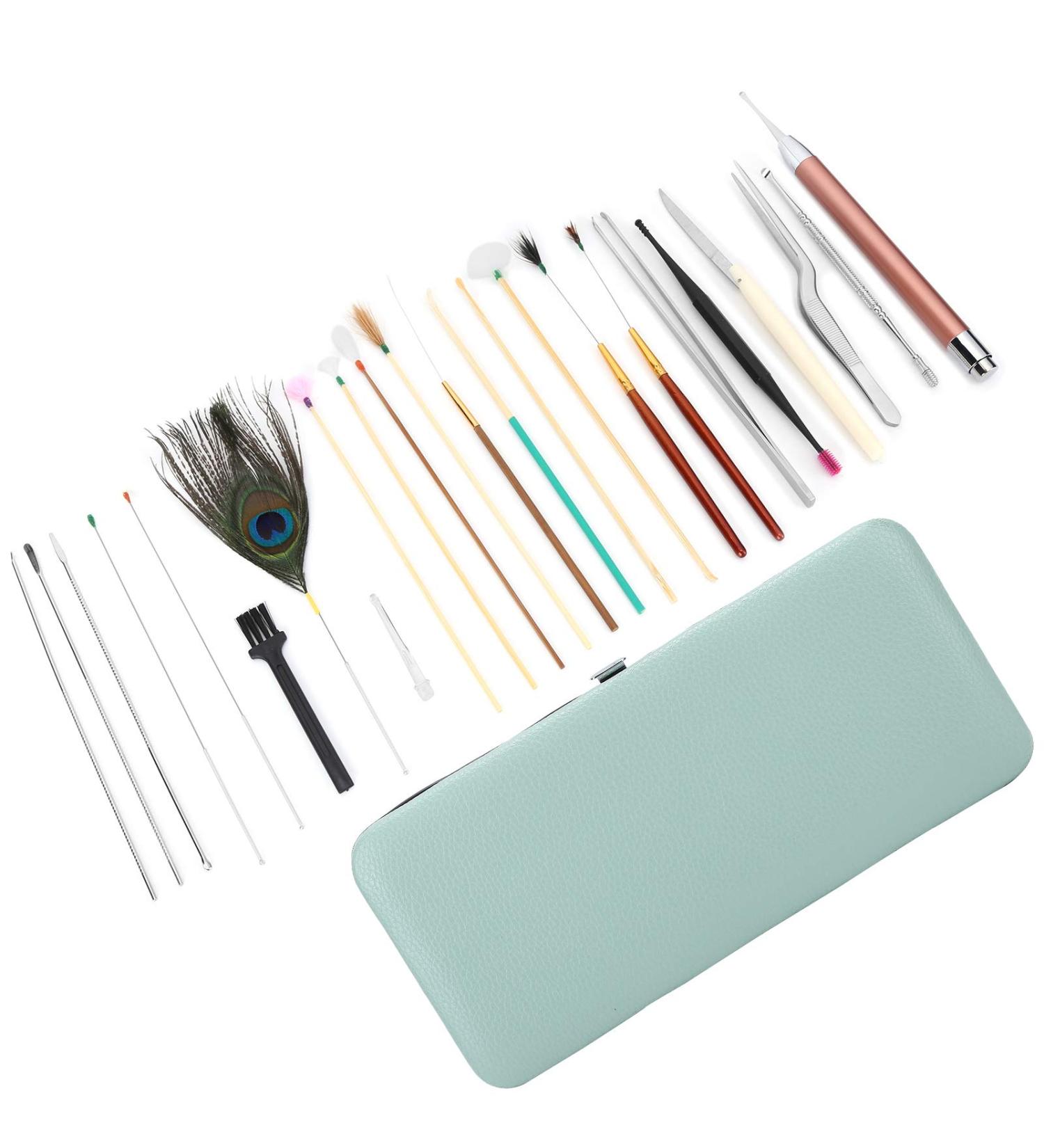 23Pcs Double Headed Stainless Steel Ear Spoons Set - Mint Green Ear Wax Removal Tools and Ear Care Accessories - Buy Online on GoSupps.com
