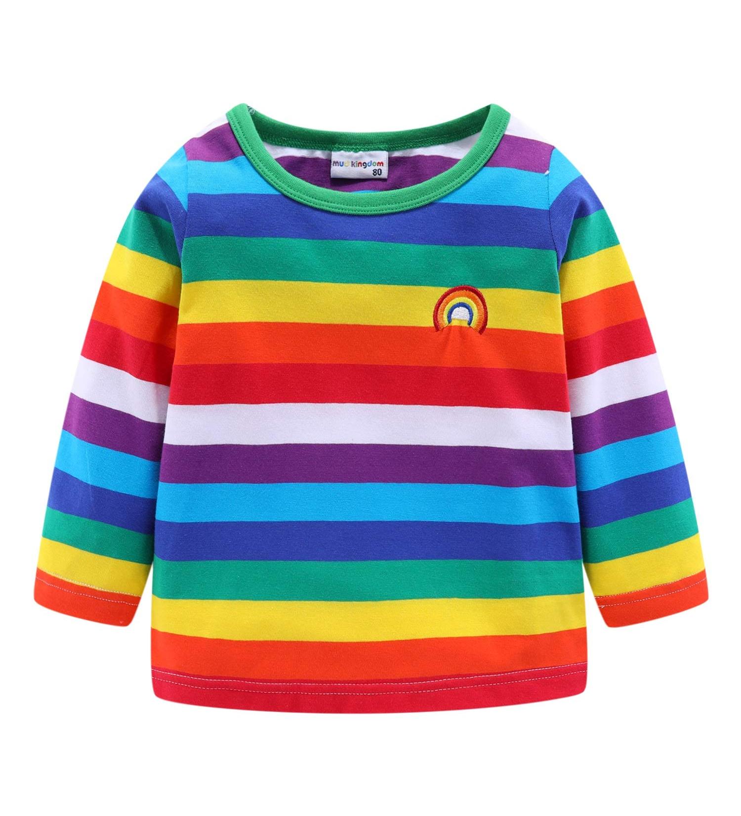 Mud Kingdom Little Boys Green Rainbow Stripe T-Shirt | 12-18 Months | Long Sleeve - Buy Online on GoSupps.com