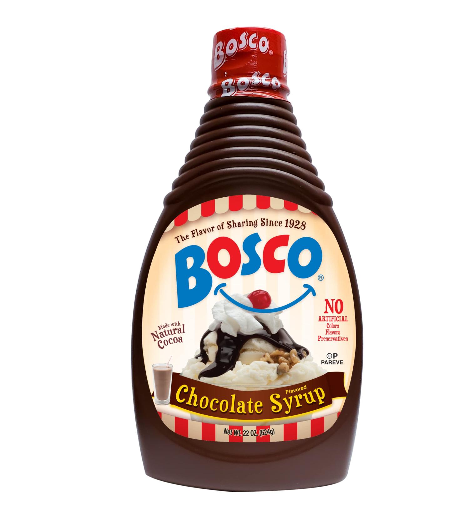 Bosco Chocolate Syrup, 22oz | Kosher for Passover | No High Fructose Corn Syrup | Made with Natural Cocoa | No Artificial Colors, Flavors or Preservatives |Great Breakfast and Dessert Topping