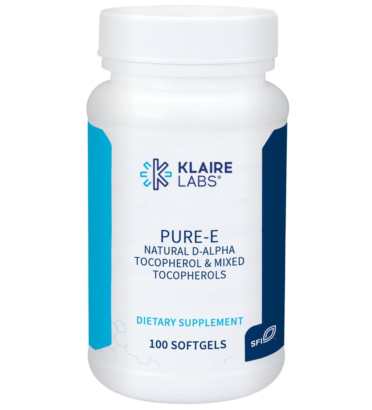 Klaire Labs Pure-E - High Gamma Tocopherol Natural D-Alpha & Mixed Tocopherols (100 Softgels) - Buy Online on GoSupps.com
