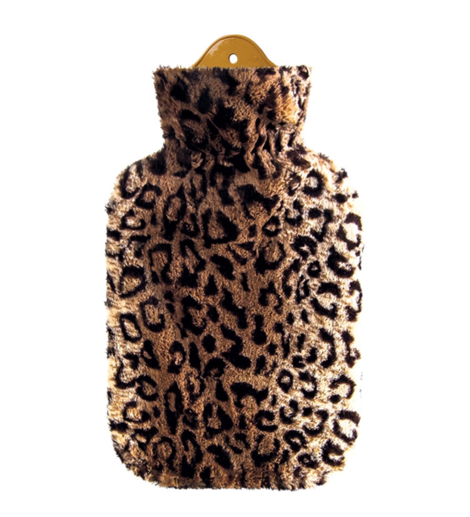Fabacare 2L Hot Water Bottle with Cozy Fur Cover - Natural Rubber Leopard Pattern | Ultimate Comfort & Warmth - Buy Online on GoSupps.com
