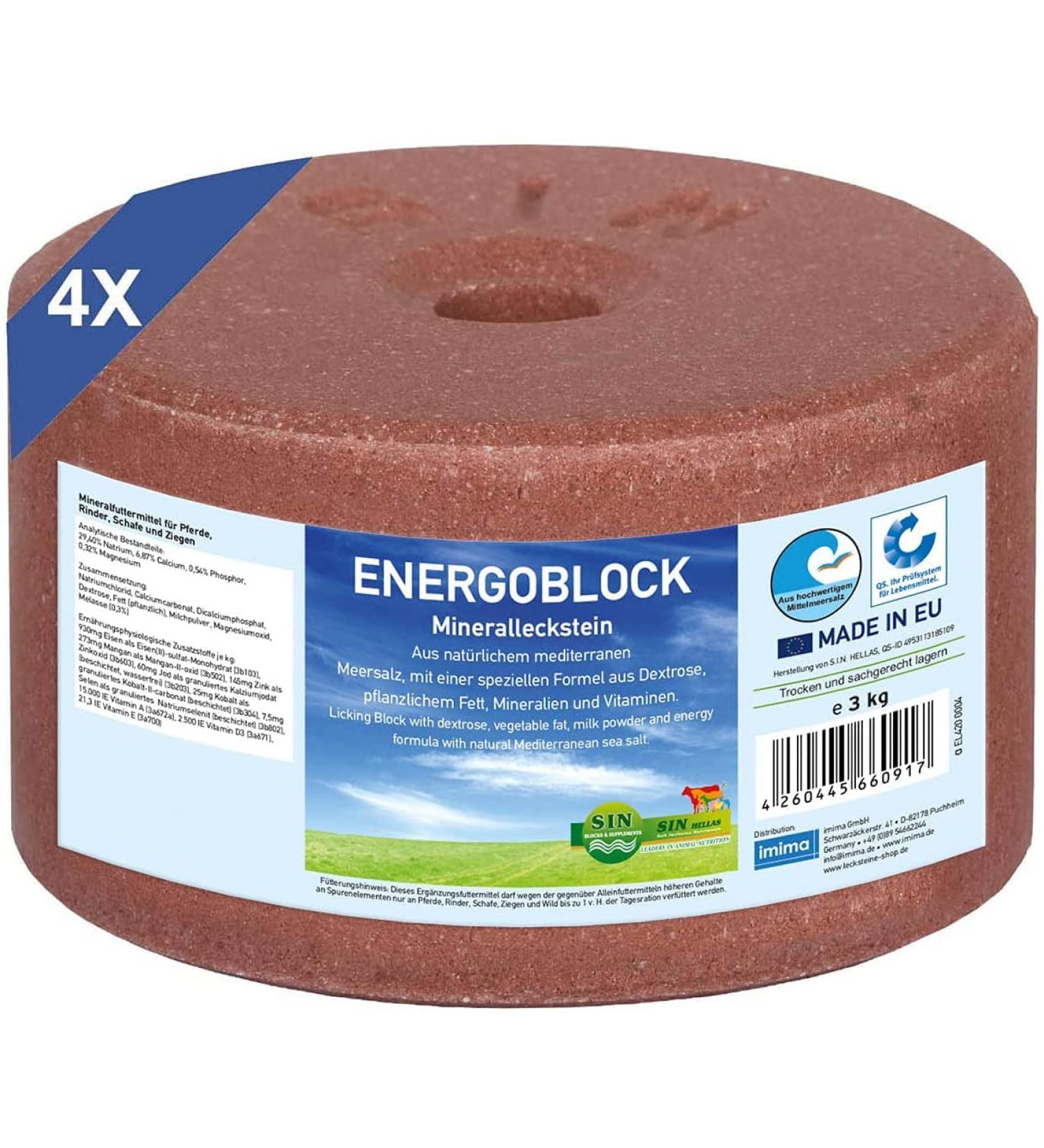 Imima Mineral Lick Energy Block Set for Horses Sheep & Goats - 4 x 3kg Salt Licks | 12kg Total - Premium Mineral Stone for Livestock & Wildlife - Buy Online on GoSupps.com
