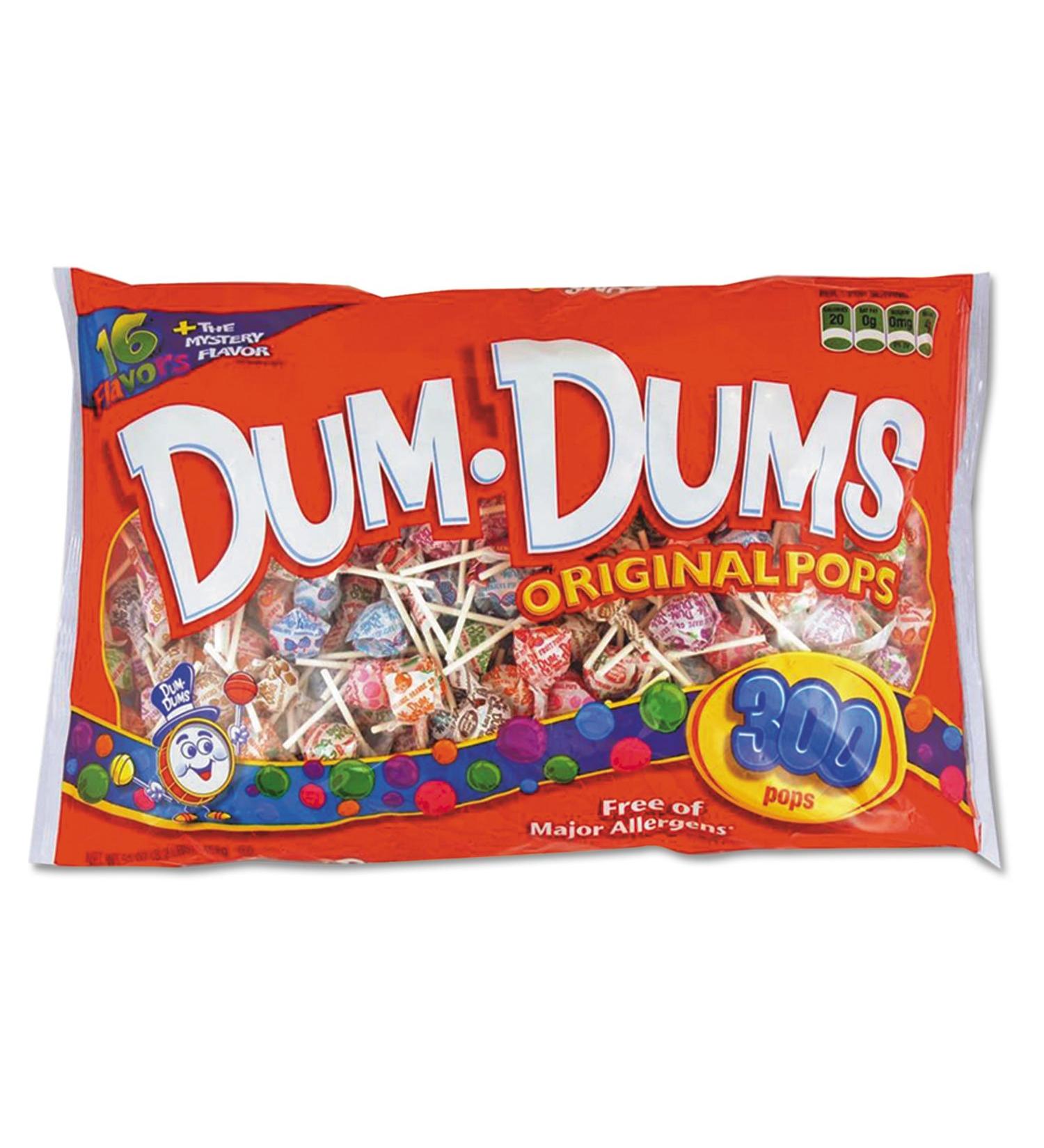 Dum-Dum-Pops, Assorted Flavors, Individually Wrapped, 300/Pack