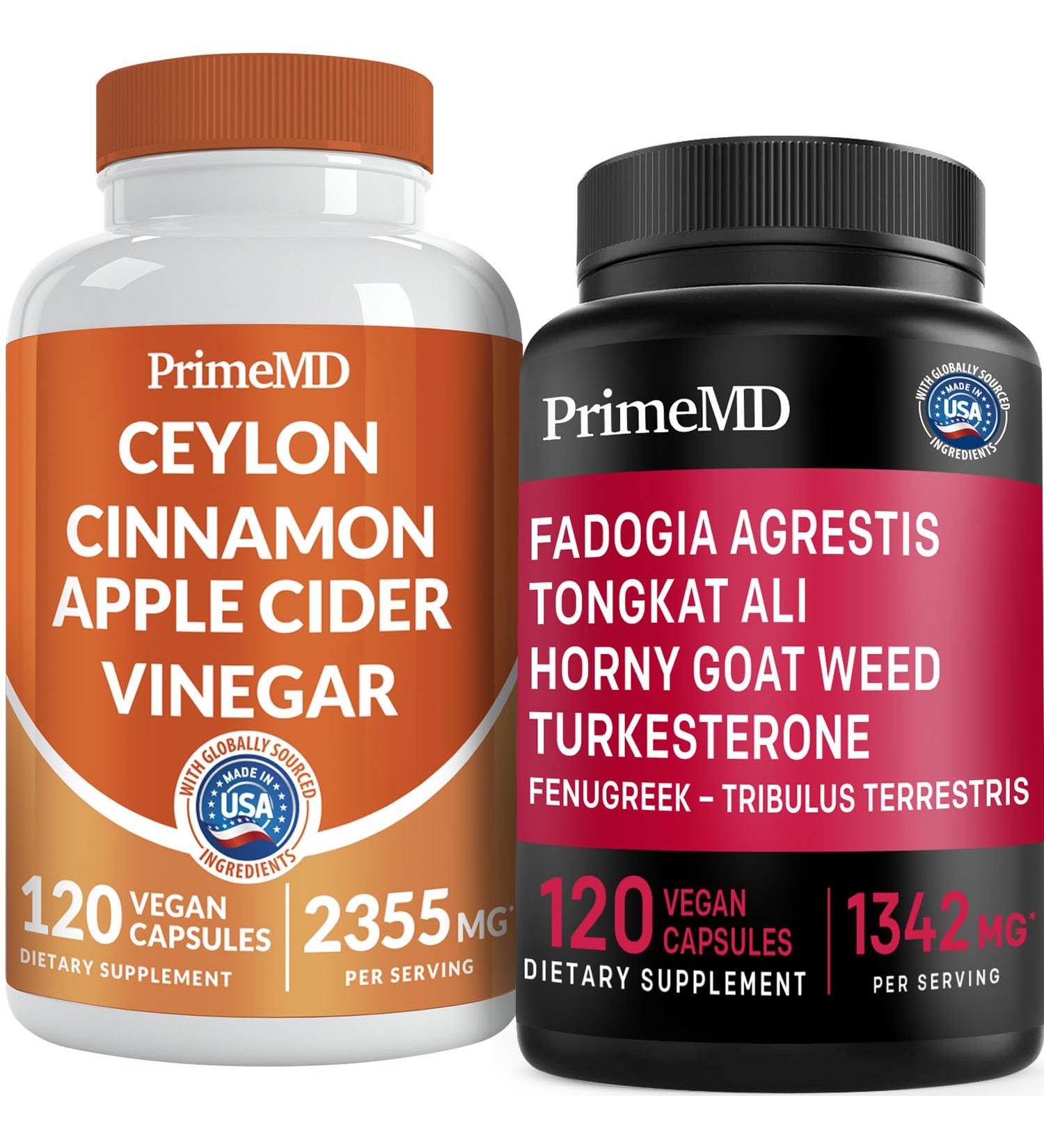 Ceylon Cinnamon (1pk) and Fadogia Tongkat Ali (1pk) Supplement Bundle - Potent Vitamins for Heart Energy Muscle Testosterone & Immune Support - Non-GMO Vegan Gluten-Free - Buy Online on GoSupps.com