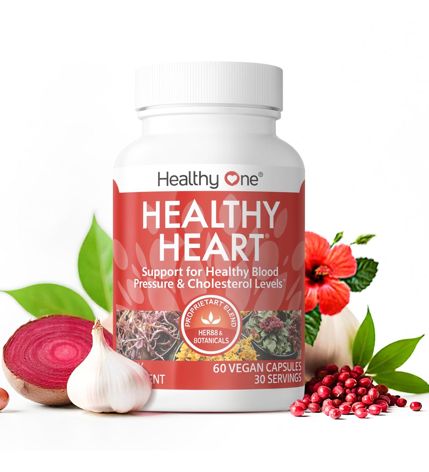 Healthy Heart - Promotes Healthy Cholesterol Circulation & Blood Pressure - Plaque - Cortisol - Arteries - LDL - HDL - CoQ10 - Hawthorne - Beet Root - Garlic - Olive Leaf - Hibiscus - 60 Count 60 Count (Pack of 1) - Buy Online on GoSupps.com