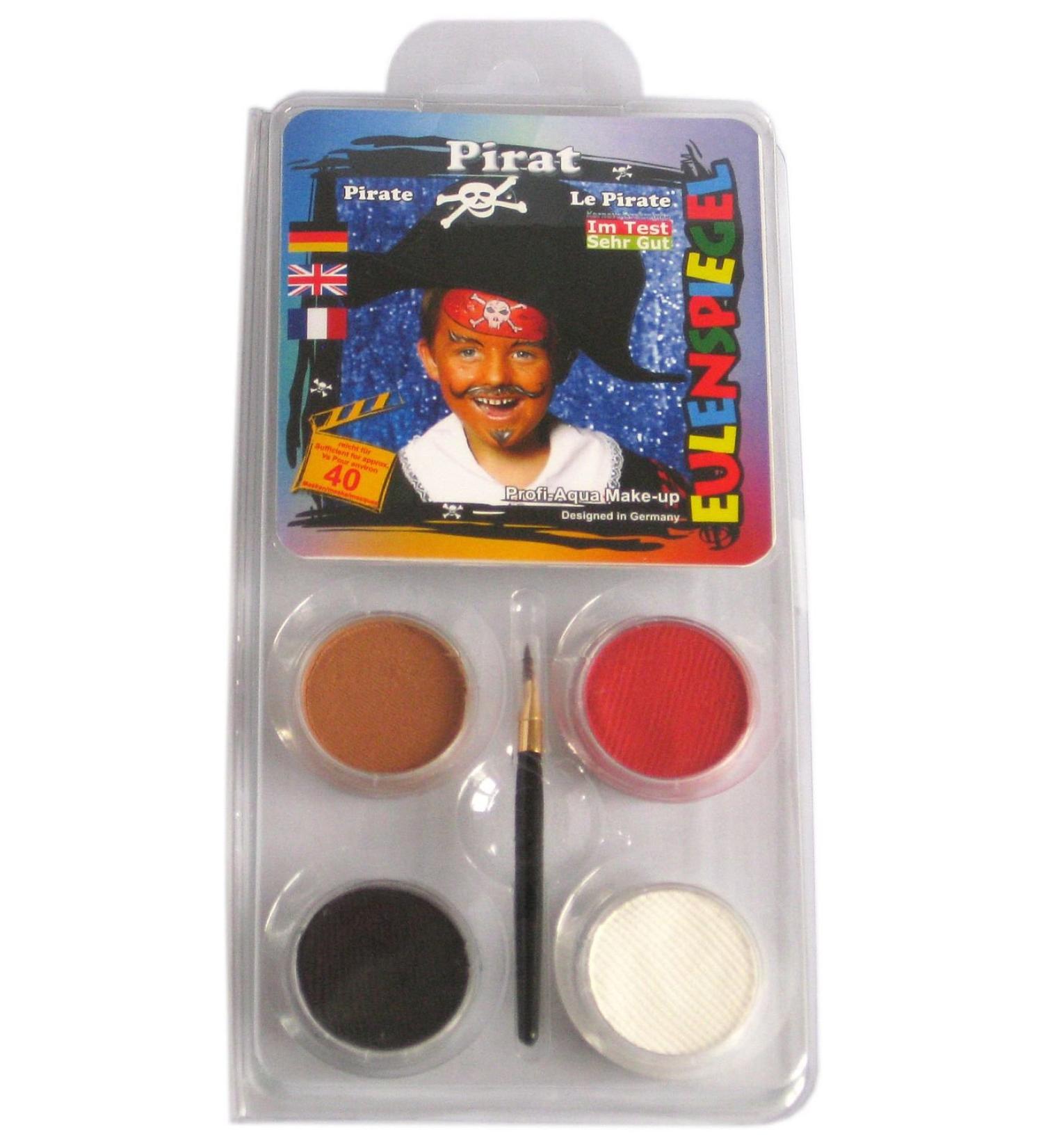 Eulenspiegel Pirate Motif Set - 4 Colors Brush & Instructions for 40 Masks | Carnival & Motto Party Supplies - Buy Online on GoSupps.com