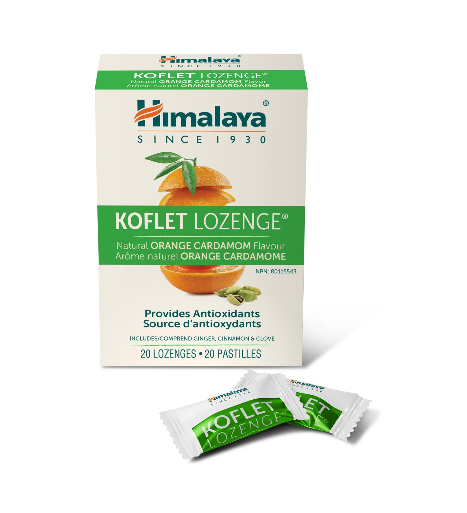 Himalaya Koflet Lozenges Orange Cardamom Flavor Provides Antioxidants Includes Ginger Cinnamon & Clove 20 Lozenges - Buy Online on GoSupps.com
