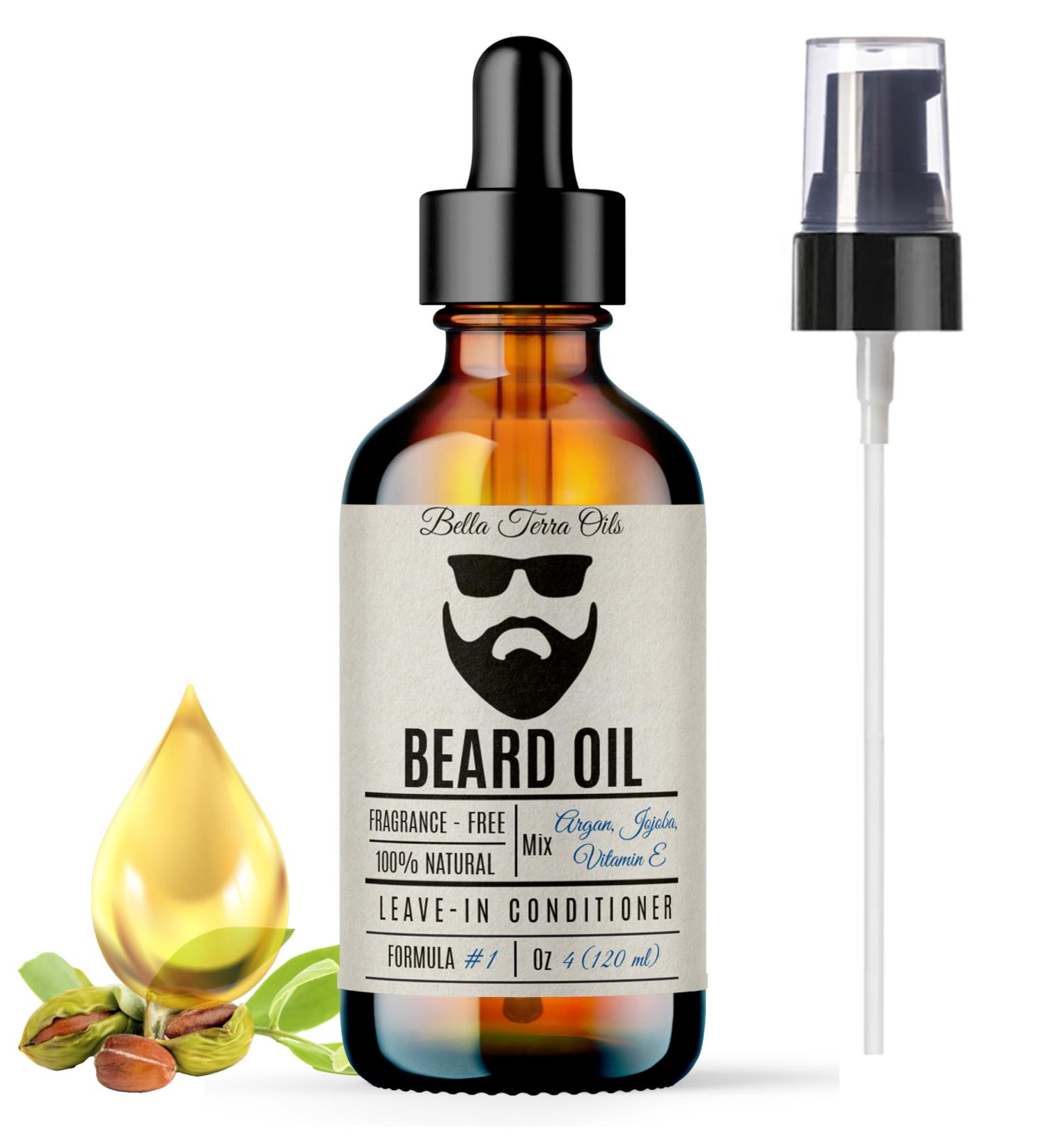 Bella Terra Oils Beard Oil 4oz | Organic Vitamin E Jojoba & Argan | Anti-Frizz Formula for Luster & Care - Buy Online on GoSupps.com