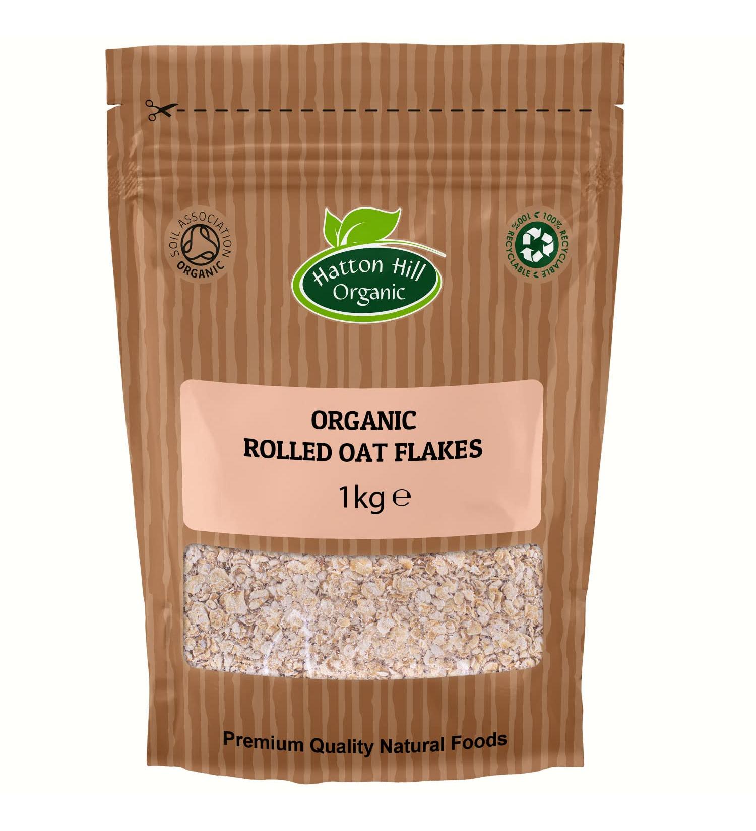Organic Porridge Oats / Rolled Oat Flakes (Gluten Free) 1kg by Hatton Hill Organic - Buy Online on GoSupps.com
