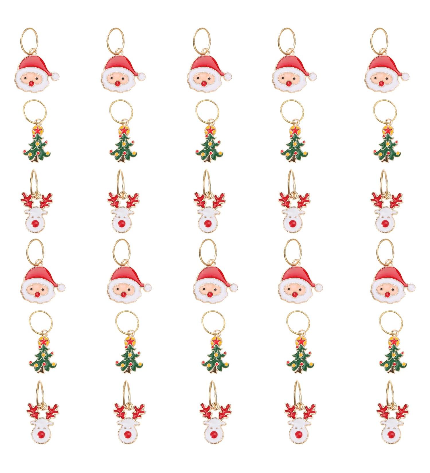 Miaija Christmas Hair Braid Rings Pendants Xmas Hair Braid Ring Xmas Shape DIY Hair Braiding Jewelry for Gift Women Girl Long Hair Accessories (30) - Buy Online on GoSupps.com