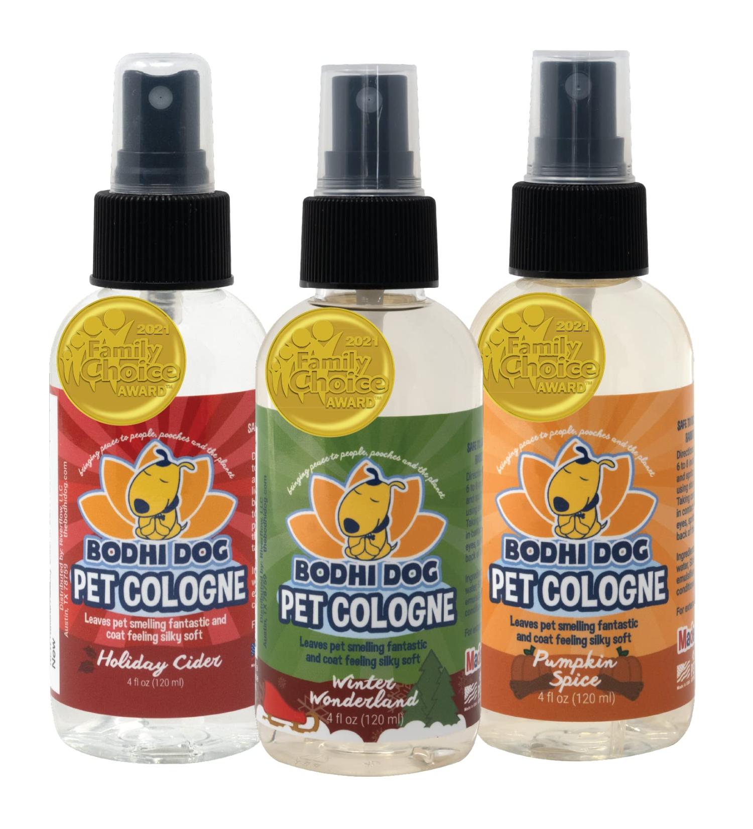 Bodhi Dog Natural Pet Cologne Bundle | 3 Holiday Scents | Holiday Cider + Pumpkin Spice + Winter Wonderland