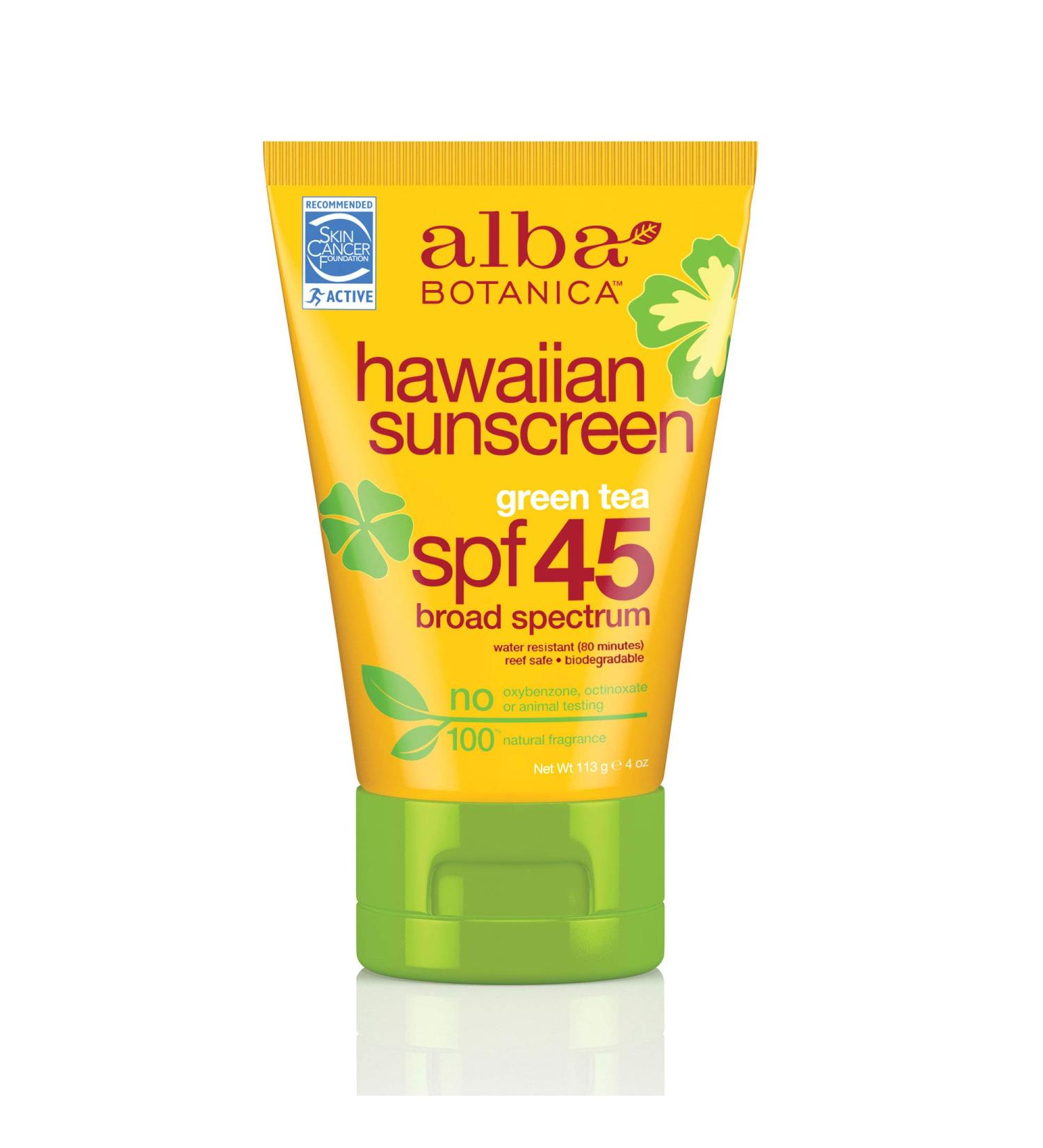 Alba Botanica Green Tea Hawaiian SPF 45 Sunscreen 4 oz. (Pack of 2) - Sun protection for sensitive skin - Buy Online on GoSupps.com