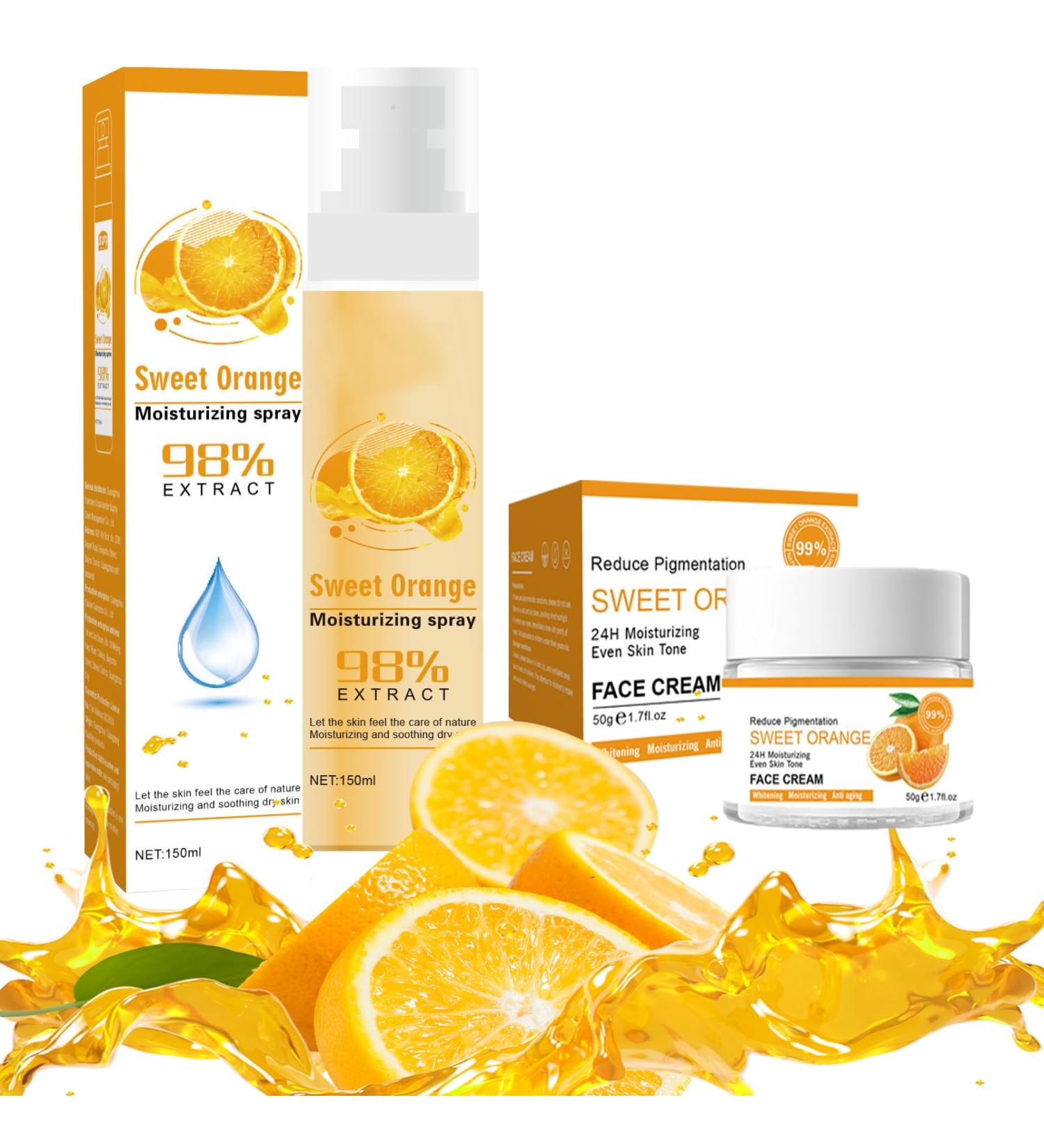 Sweet Orange Face Mist&Cream Fine Face Spray Hydrating Face Mist&Anti Aging Cream Set Brighten Serum for Face Brighten&Improve Uneven Skin Skincare Set Relieves Dark Spots Spray Moisturiser - Buy Online on GoSupps.com