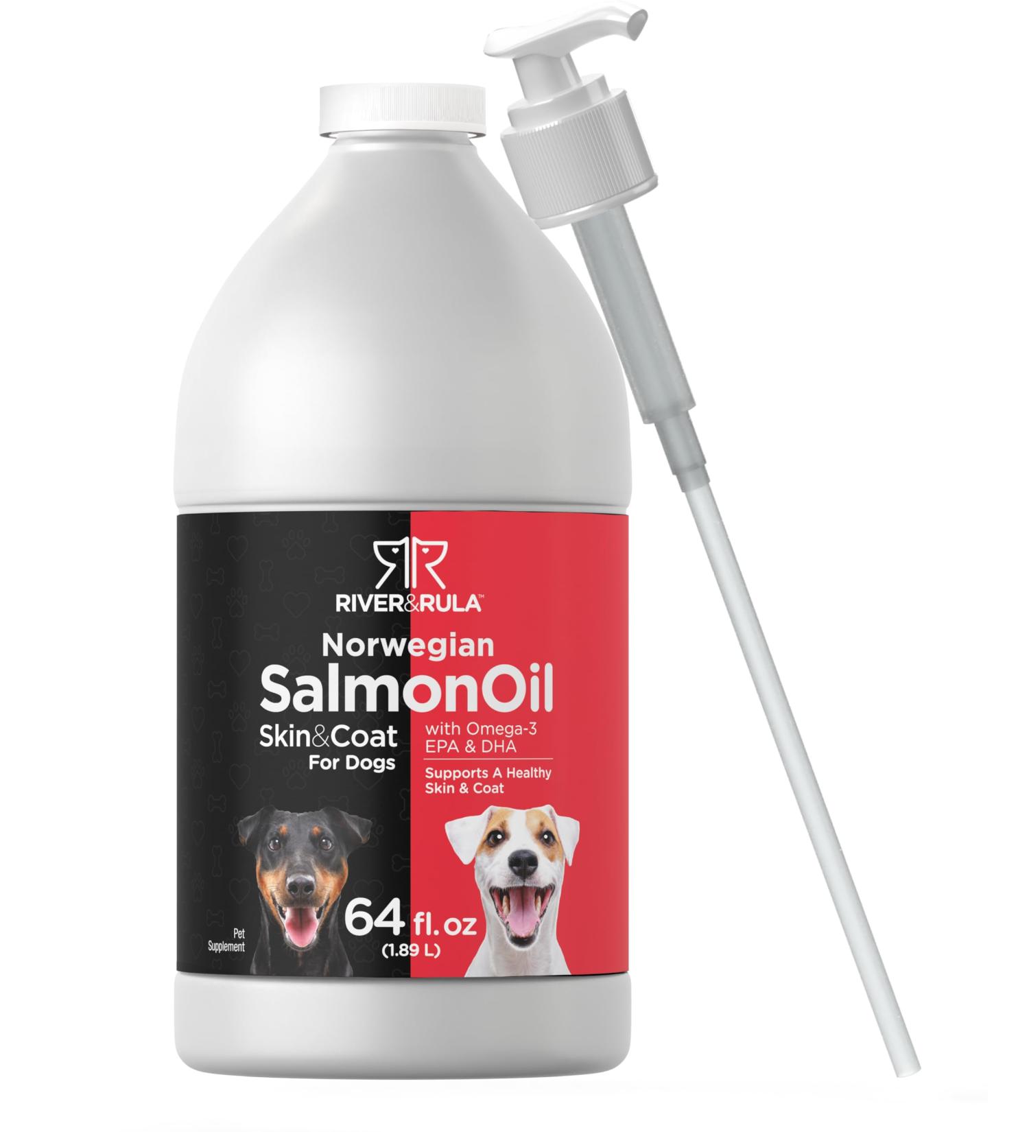 Horbaach Norwegian Salmon Oil for Dogs (64oz) | Supports Healthy Skin and Coat | with Omega 3 EPA & DHA | Liquid Pet Supplement | Non-GMO Gluten Free - Buy Online on GoSupps.com
