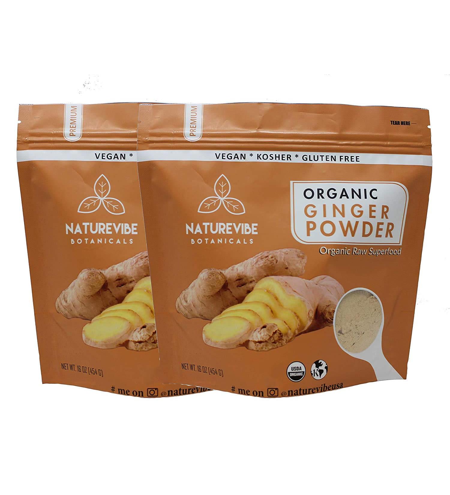 Naturevibe Botanicals Organic Ginger Root Powder- 2lbs (2 pack) | Non-GMO, Gluten-Free, Keto Friendly | Zingiber officinale Roscoe - Buy Online on GoSupps.com
