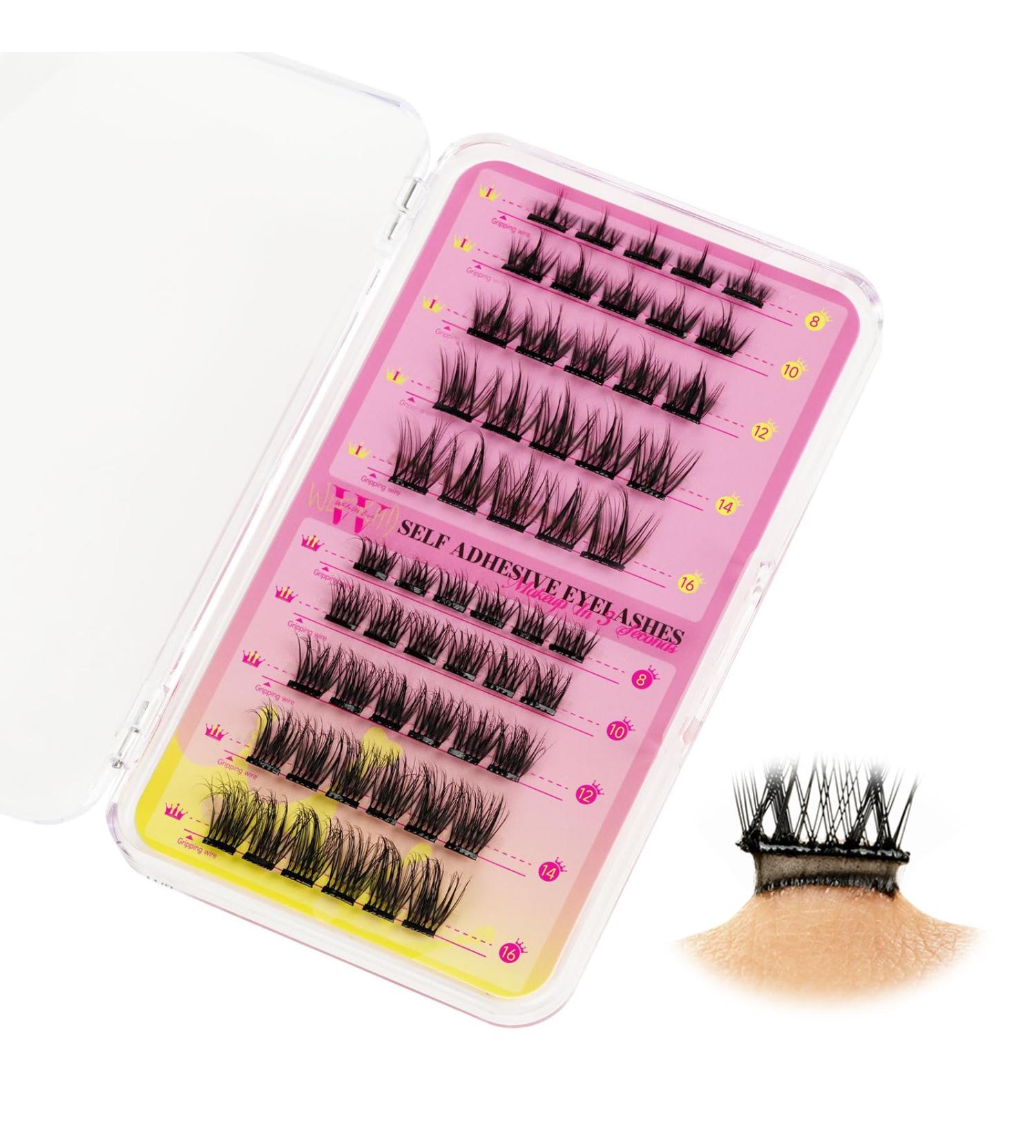 Self-Adhesive Lash Clusters - 55 Pcs Cluster Lashes Eyelash Extensions (8-16mm) - DIY Wispy Eyelash Extensions for Home Makeup by W(04 - Buy Online on GoSupps.com