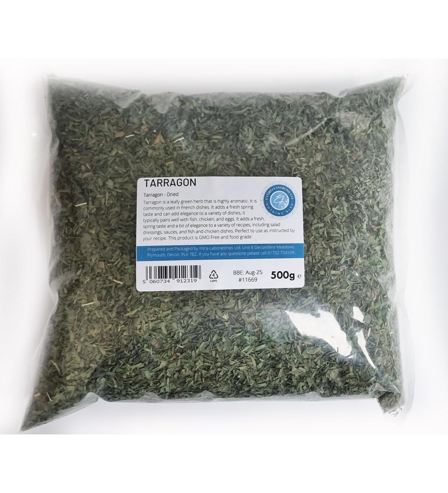 Entirely Ingredients - French Dried Tarragon 500g - Selected for Premium Quality