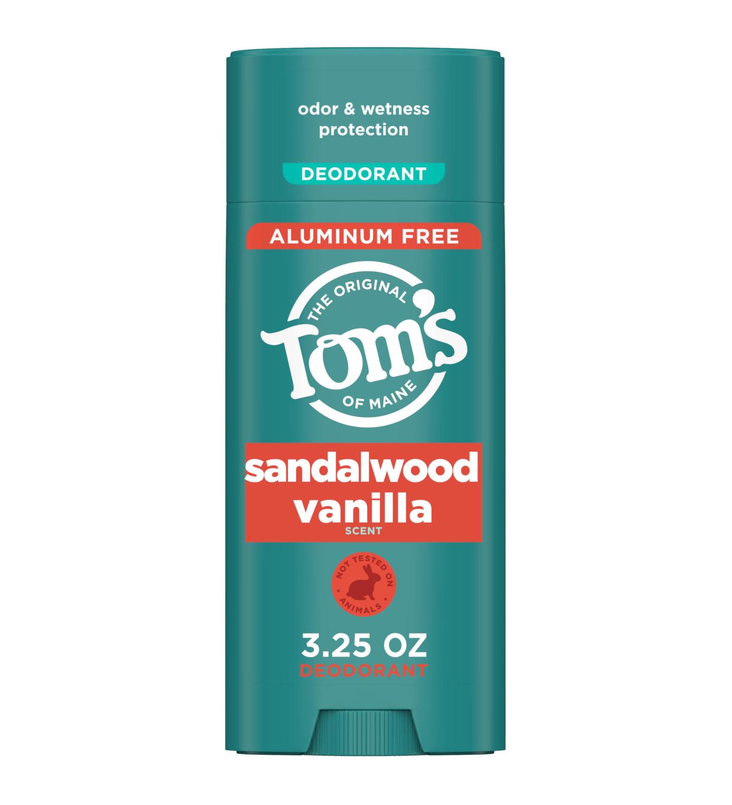 Tom s of Maine Sandalwood Vanilla Aluminum Free Natural Deodorant For Women & Men | Goes on Clear | Odor & Wetness Protection | Naturally Derived and Moisture-Locking Ingredients | 3.25 oz Sandalwood Vanilla 3.25 Ounce (Pack of 1) - Buy Online on GoSupps.com