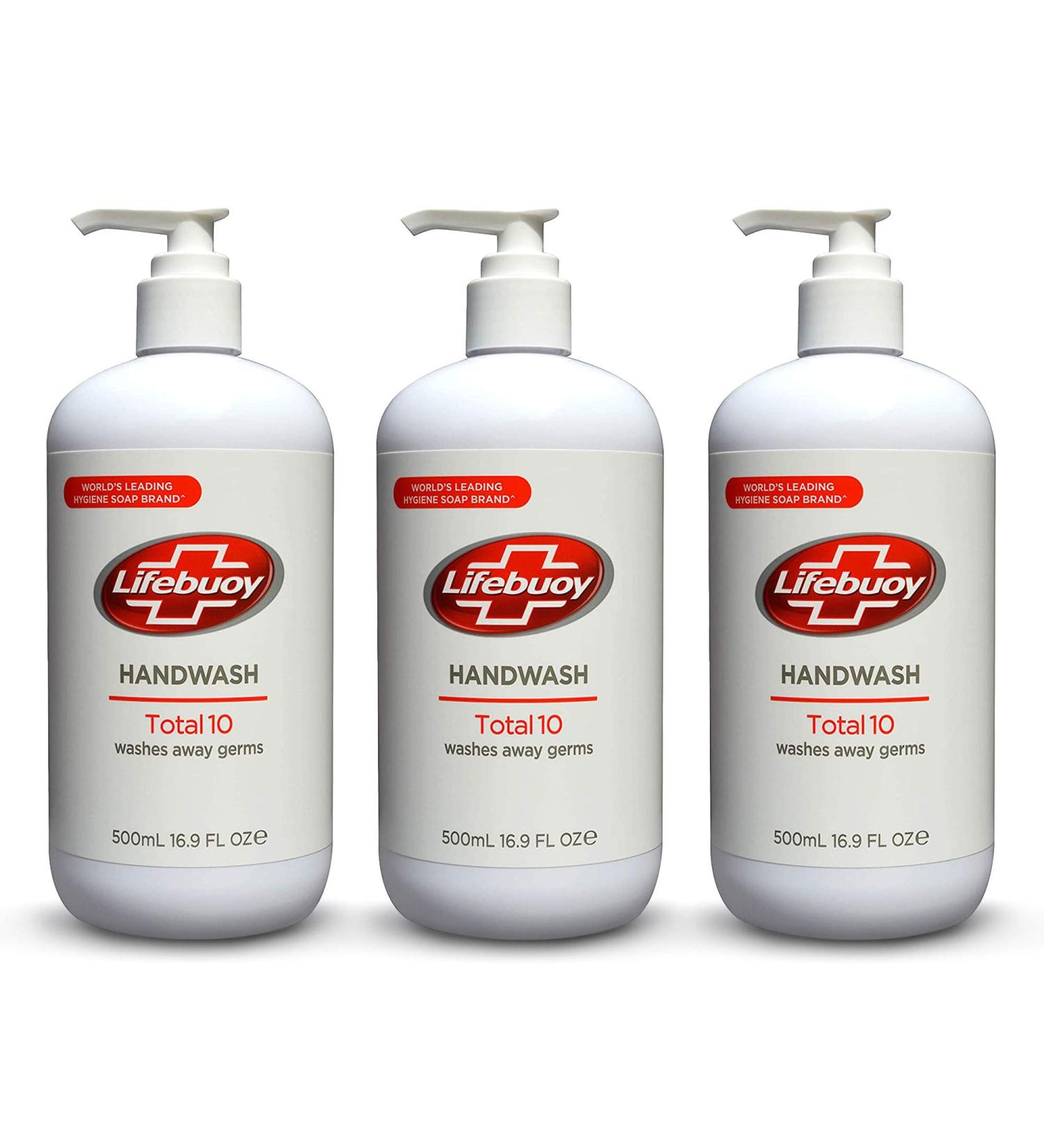 Lifebuoy Total 10 Hand Wash 16.9 FL OZ - Pack of 3 | Antibacterial Formula - Buy Online on GoSupps.com