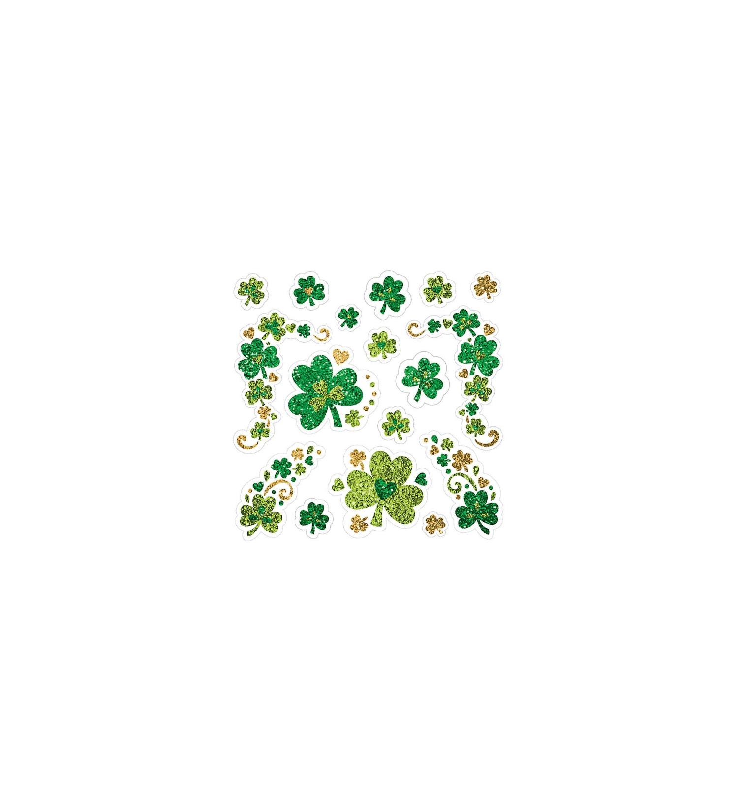 Shamrock Glitter Body Jewelry - 7.75" x 6" (Pack of 1) - St. Patrick's Day Celebration with Assorted Non-Toxic Designs - Sparkle in Parades Parties & More 1 Pack