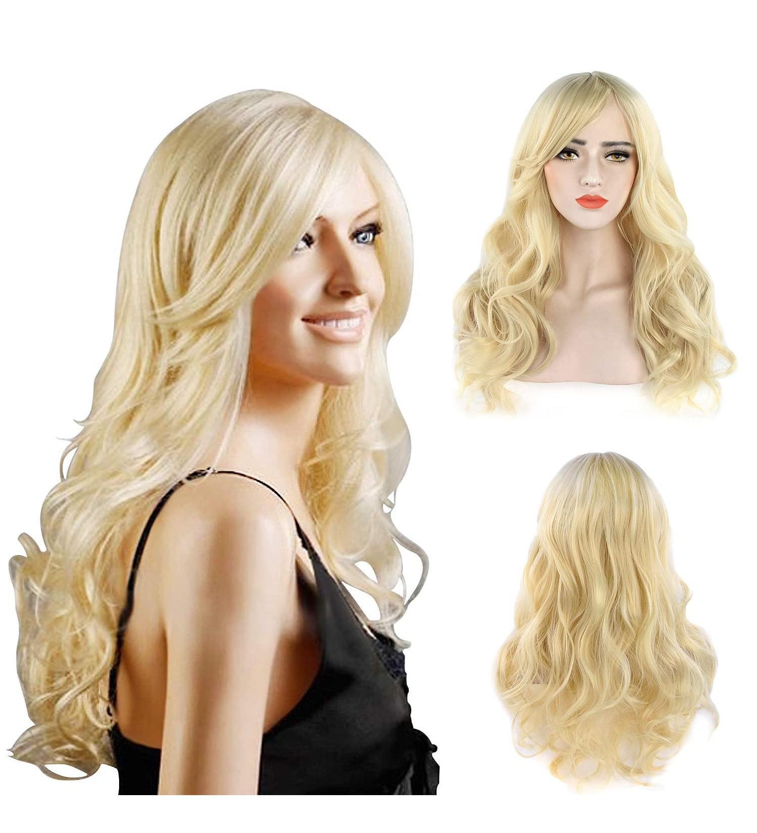 Disco Ball Light Blonde Long Wig for Women - Natural Curly Style for Cosplay Parties - Buy Online on GoSupps.com