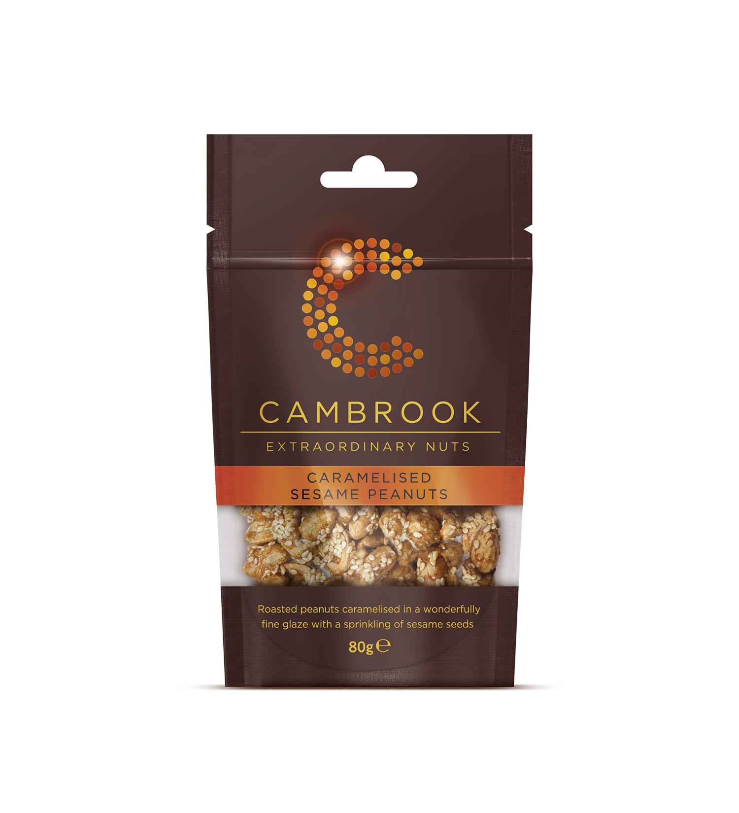 Cambrook Caramelised Sesame Peanuts - 80g Bag | Premium Quality, Gluten-Free, Vegetarian Nuts - Buy Online on GoSupps.com