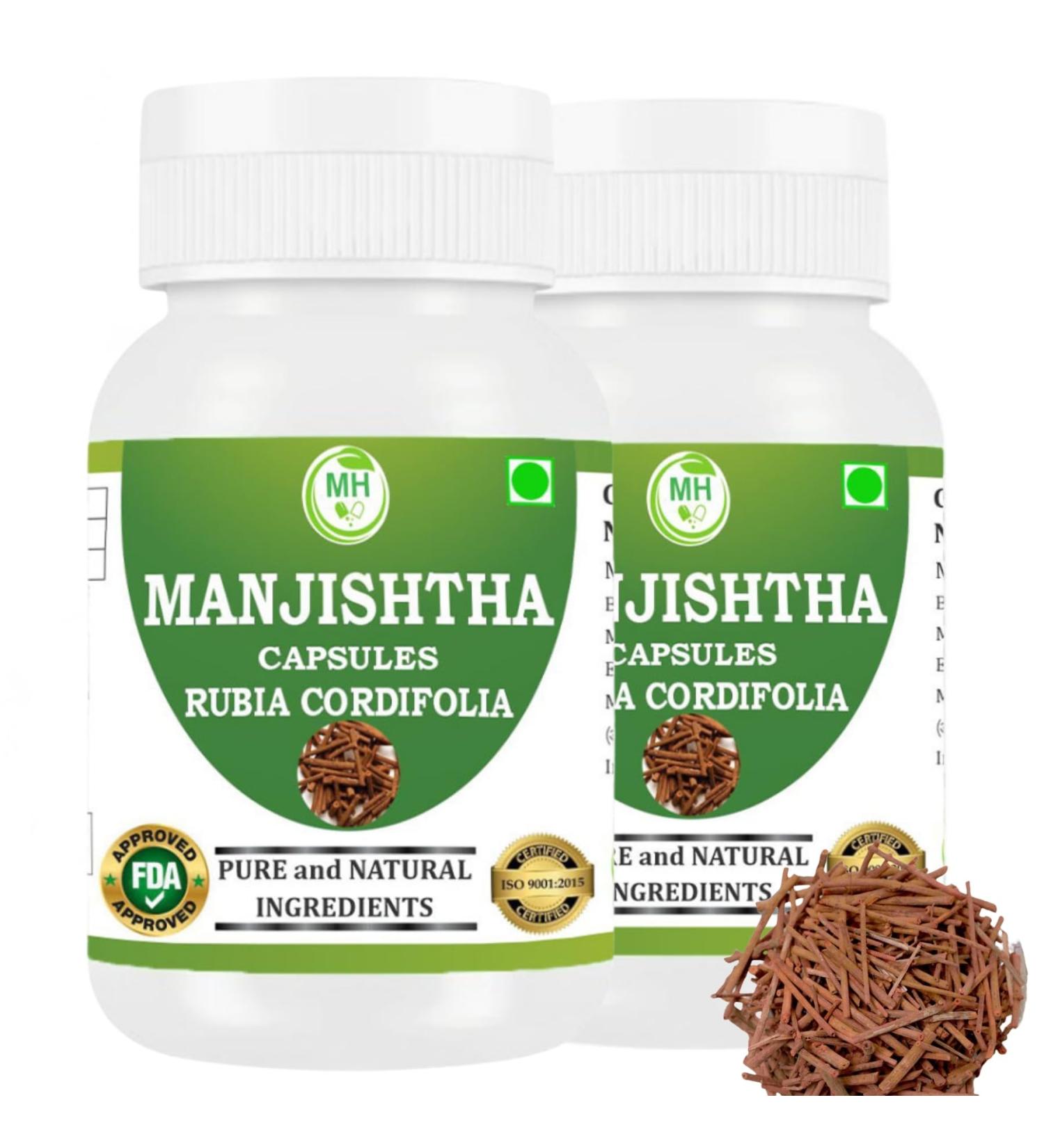 Morsan Manjistha Capsules 500mg (9:1 Extract) | Ayurvedic Herbal Supplement with Rubia Cordifolia | Supports Skin & Blood Purification | Detox Formula | 60 Vegan Gluten-Free | Pack of 2 - Buy Online on GoSupps.com