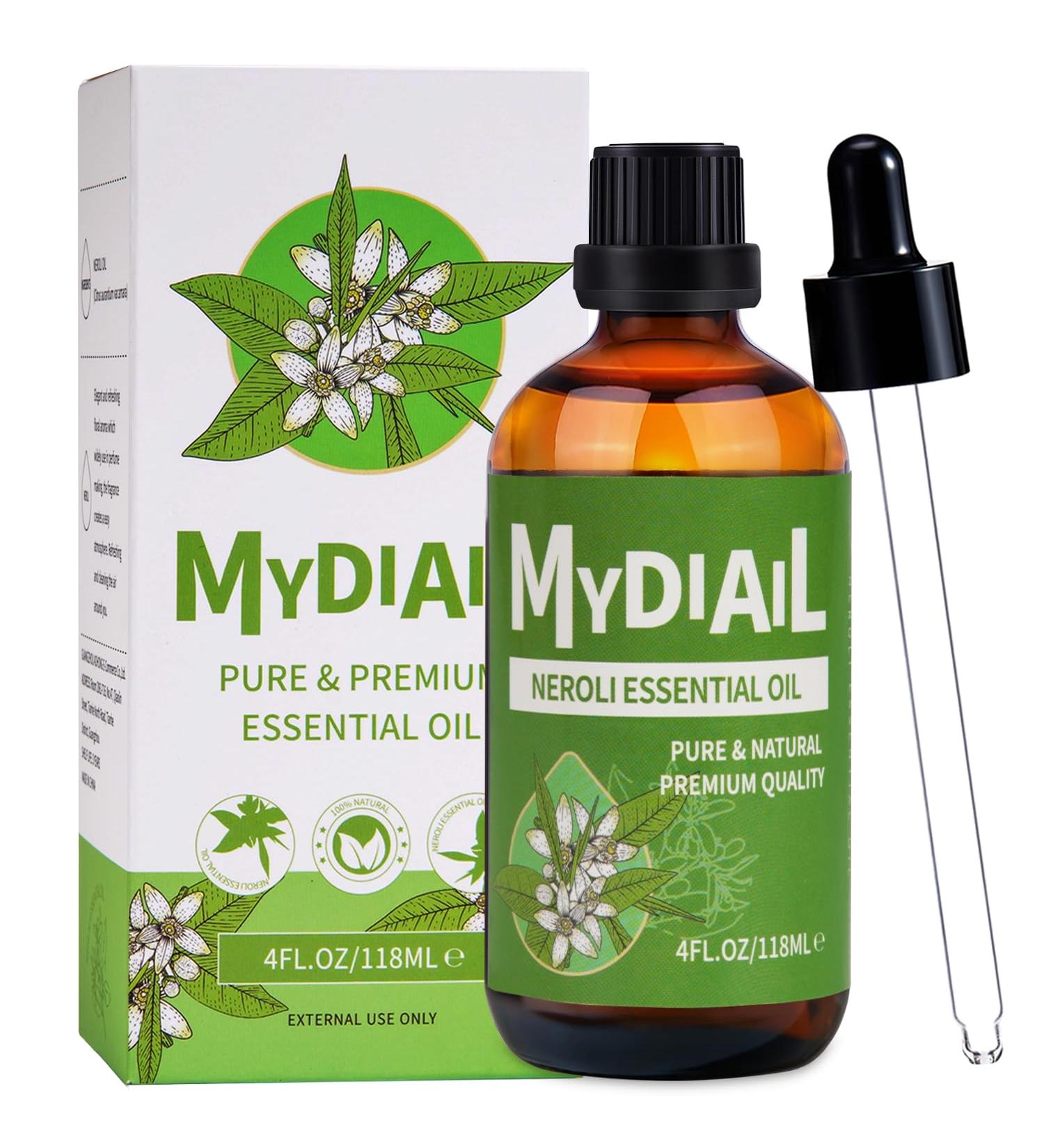 MYDIAIL Neroli Oil (4OZ) Natural & Undiluted Neroli Essential Oil Premium Grade Aromatherapy Oil for Diffuser, Skin Care, Massage, Bathing, Soap & Candle/Perfume Making - 118ML - Buy Online on GoSupps.com