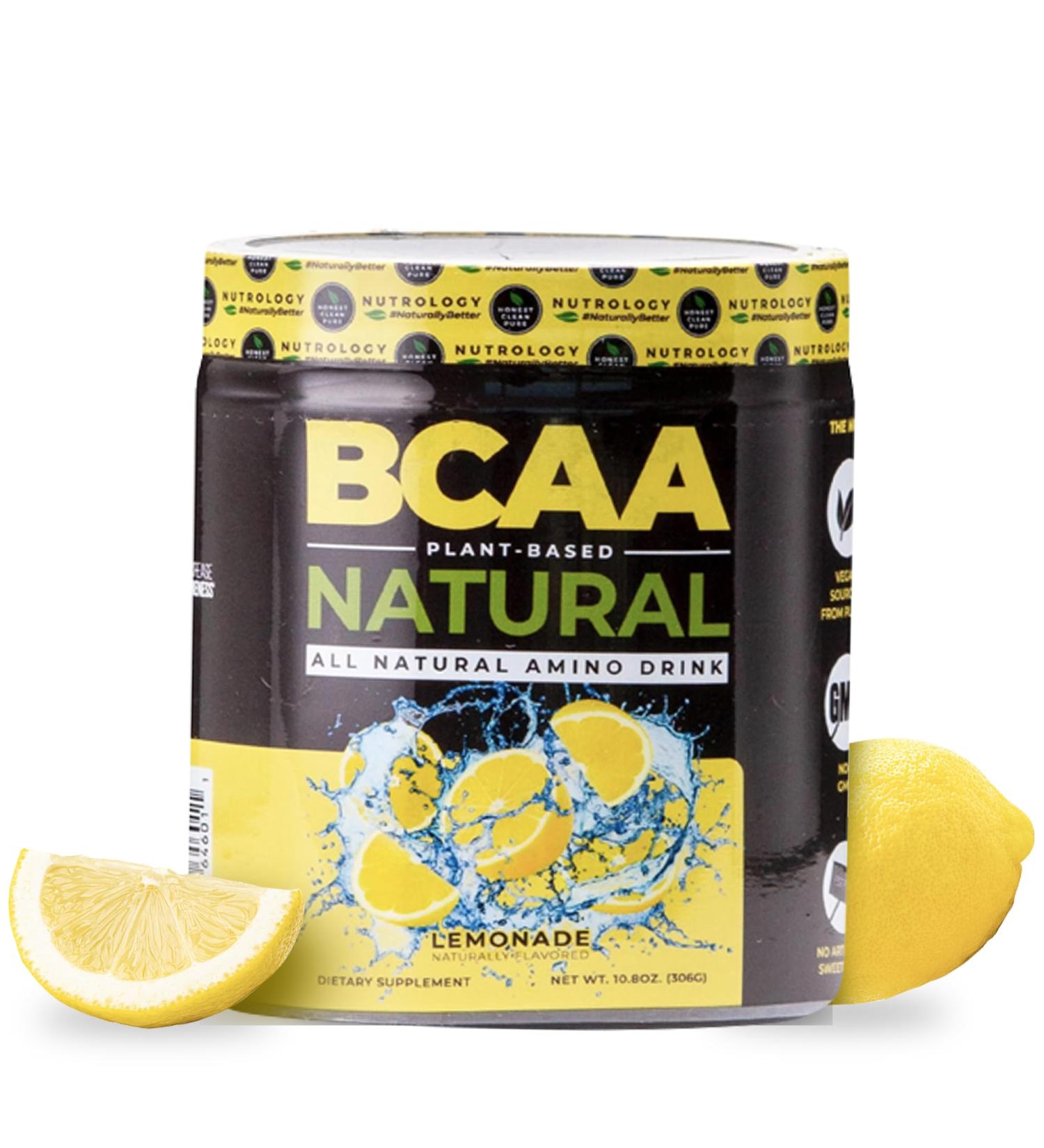 Nutrology BCAA Natural - Plant Based BCAA Powder Lemonade Flavor Optimized 2:1:1 Ratio Amino Acids Powder for Pre Workout & Post Workout Recovery Vegan Gluten-Free Non-GMO 30 Servings - Buy Online on GoSupps.com